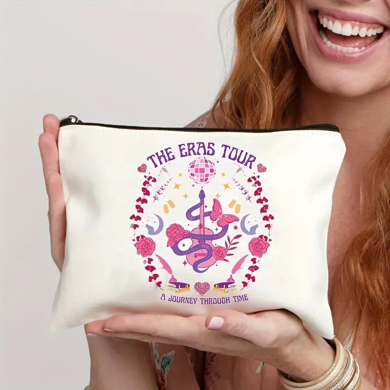 Linen Double-Sided Printed Zipper Bag/Cosmetic Bag