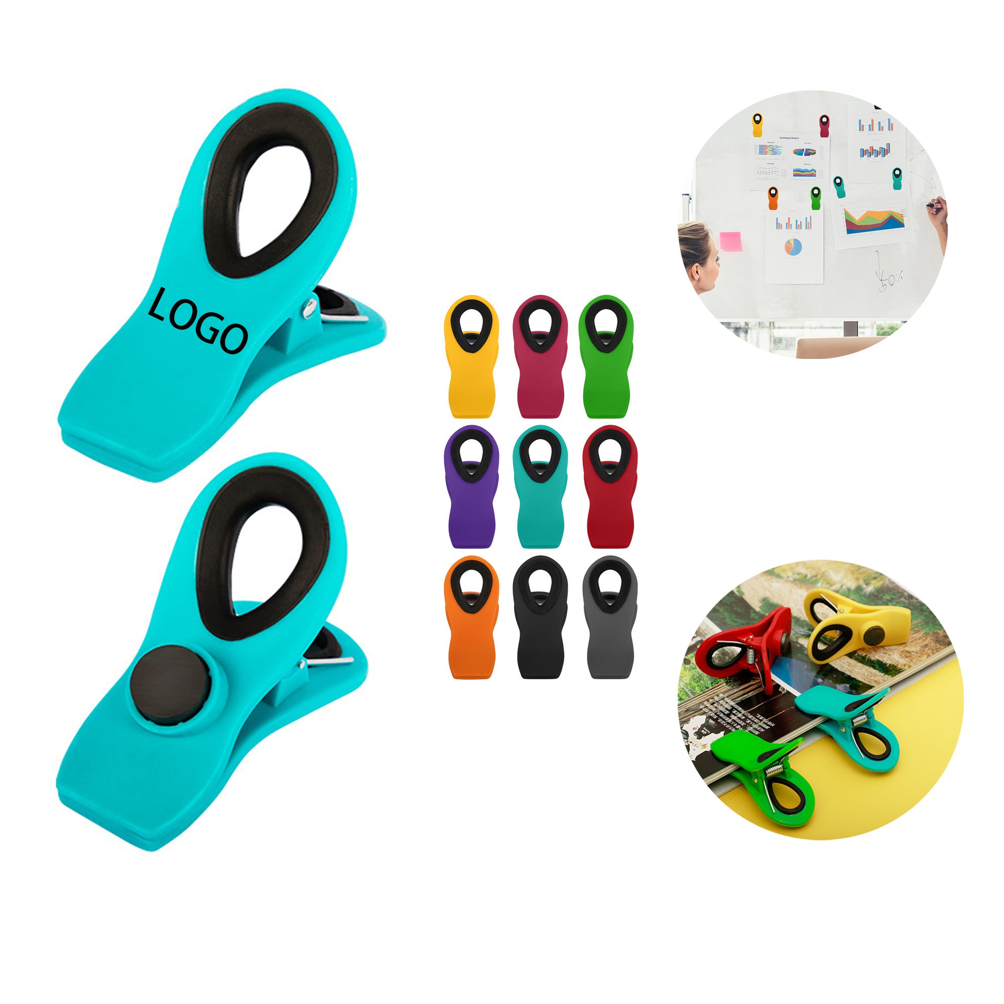 Plastic Magnetic Clip-Refrigerator Magnet & Paper Holder