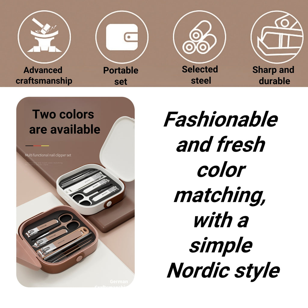 8-piece Nail Clipper Set In A Box With A Handle