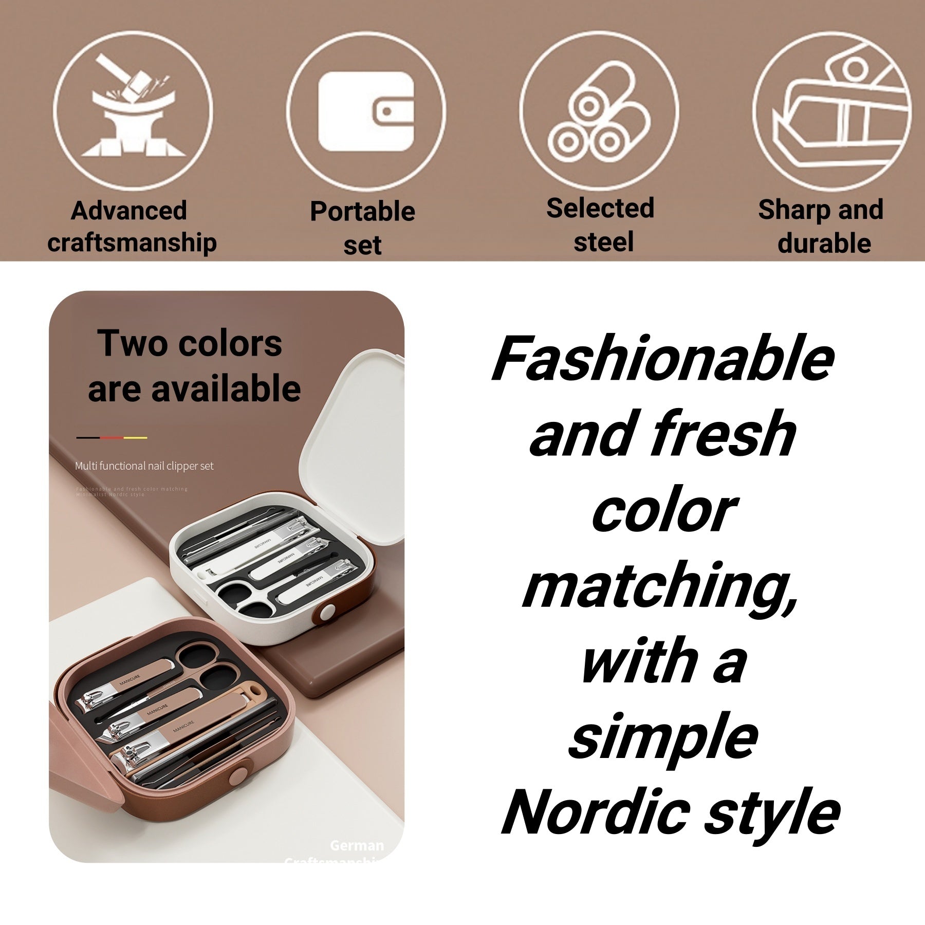8-piece Nail Clipper Set In A Box With A Handle