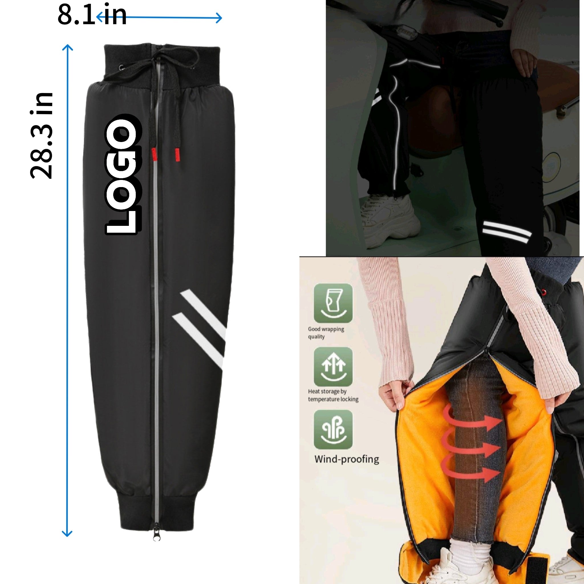 Riding Knee Guards Reflective Zipper Ankle Cover Thermal