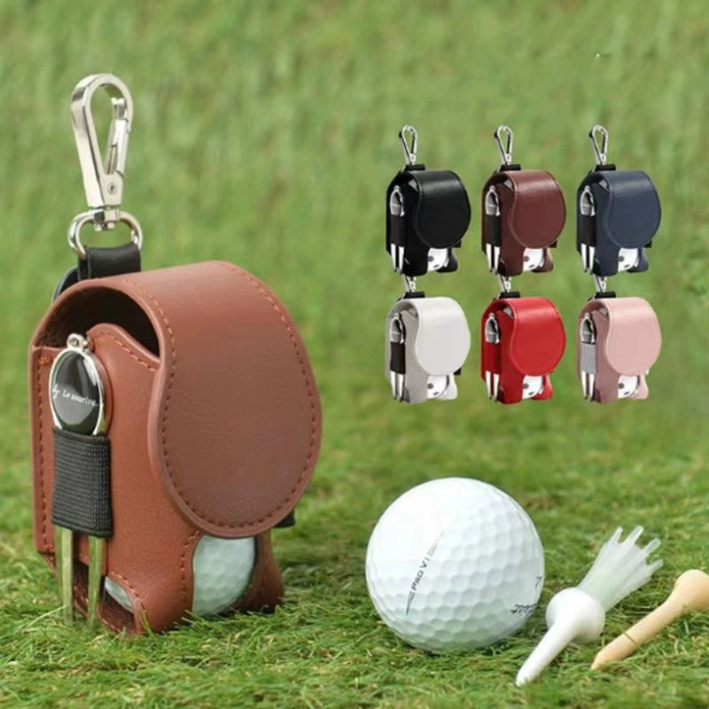 Golf Ball Bags Storage Bags Pu Leather Waist Golf Ball Pouch With Golf Belt Ball Bags