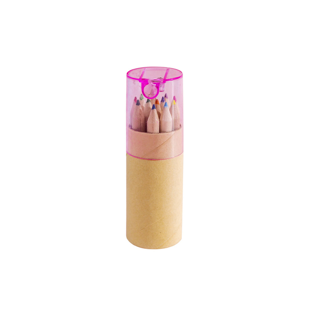 12-Color Colored Pencils Wooden Barrels in Bucket Packaging
