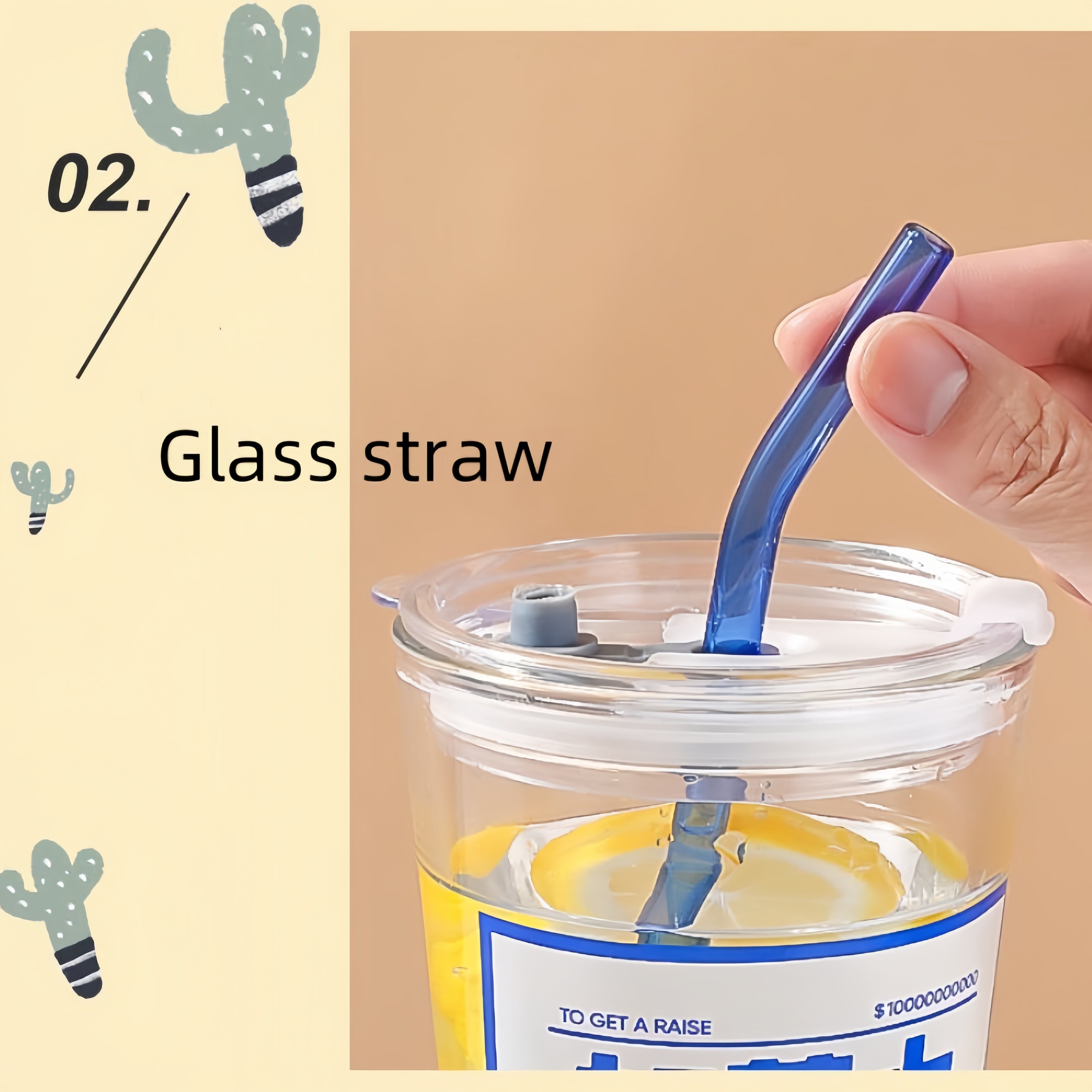 Transparent Straw Glass Cup