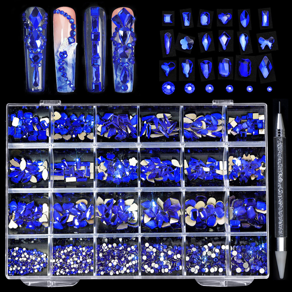 2400 pcs Flat Back AB Nail Rhinestones Multi Shape