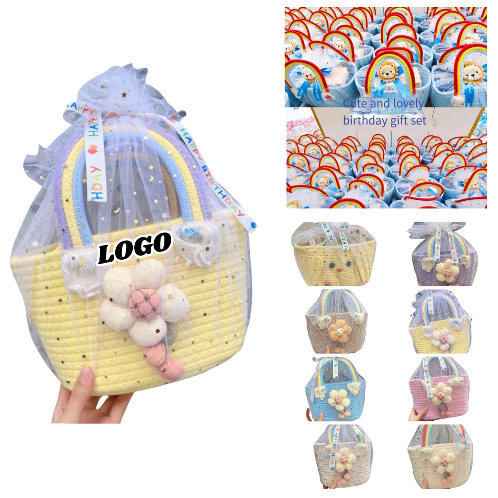Rainbow Woven Baby Shower Keepsake Gift Basket