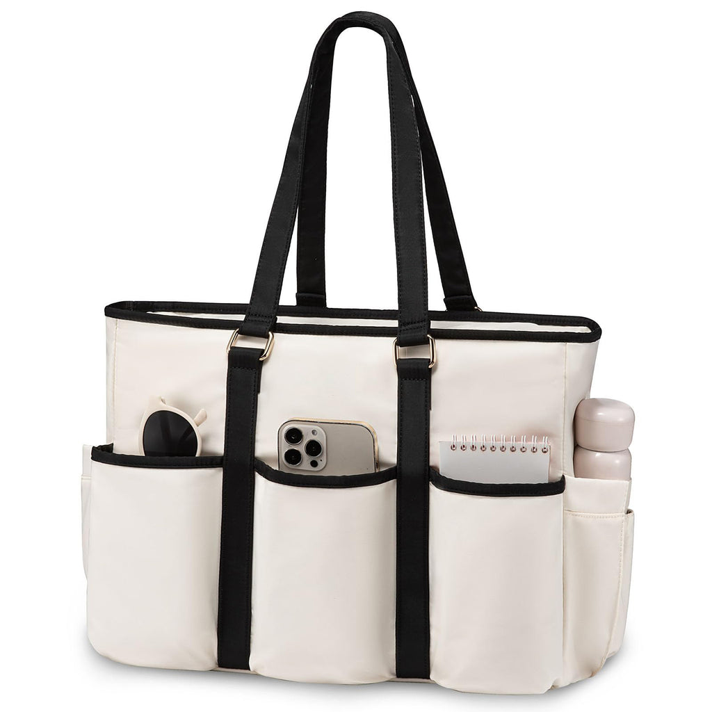 Teacher Tote Laptop Bag Large Cup Holder Multi Pocket Purse