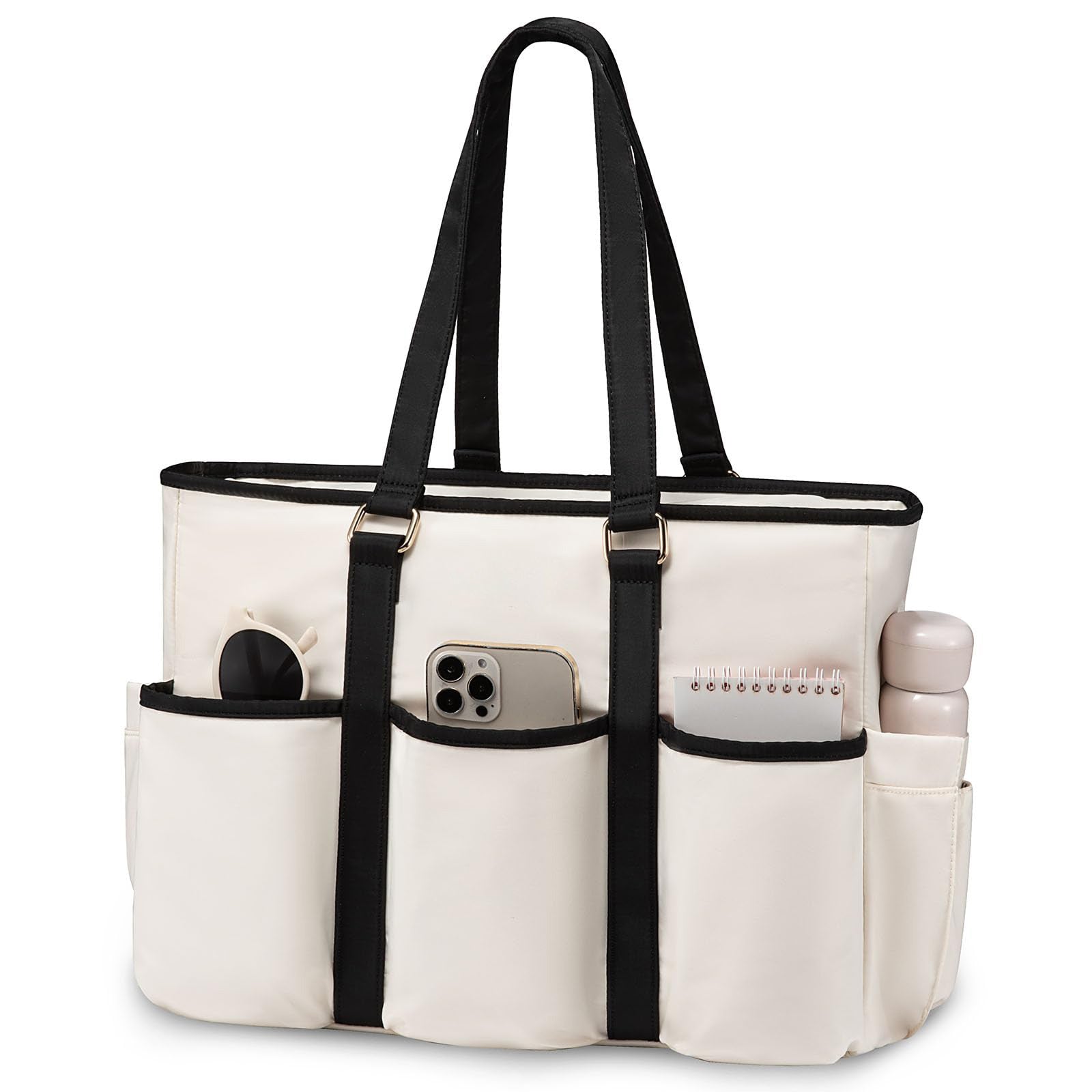 Teacher Tote Laptop Bag Large Cup Holder Multi Pocket Purse