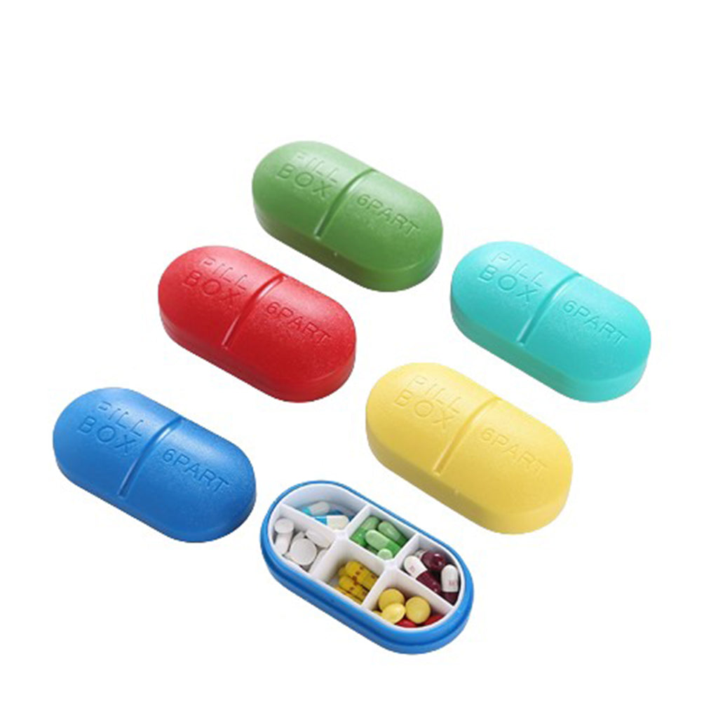 Pill Six-Compartment Plastic Box