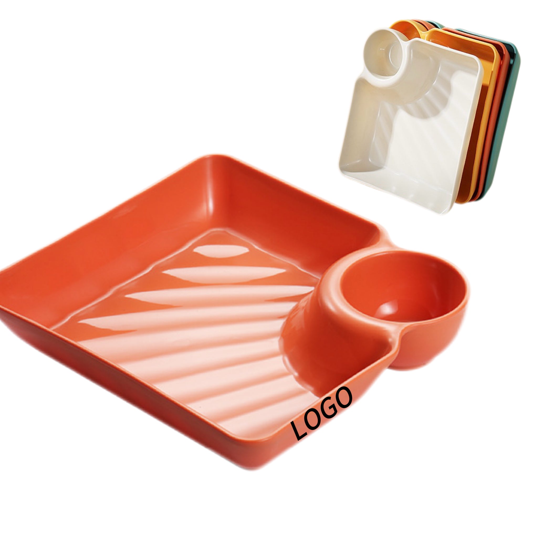 Plastic Snack Tray With Built-In Dip Bowl