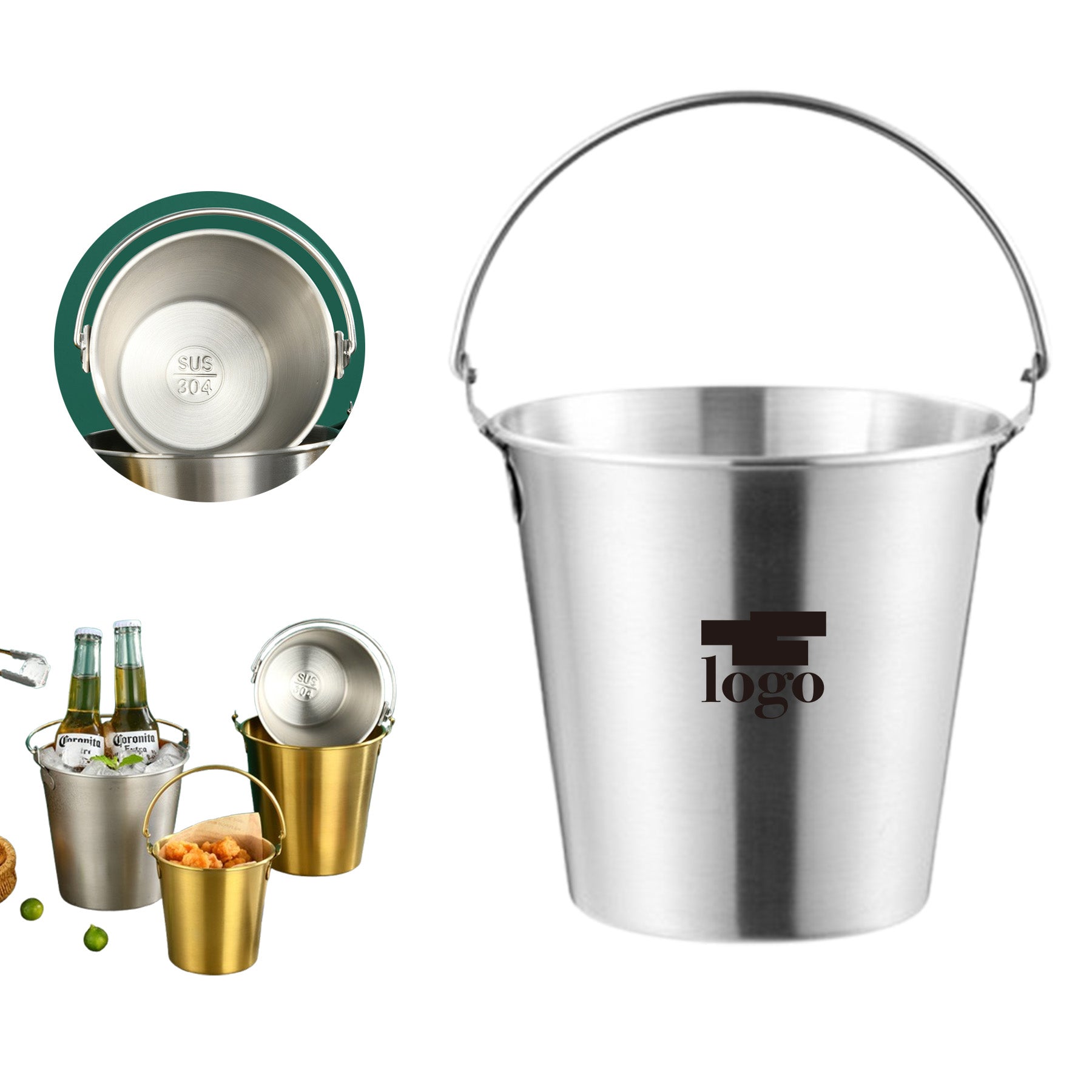 1.1L Stainless Steel Ice Bucket with Handle