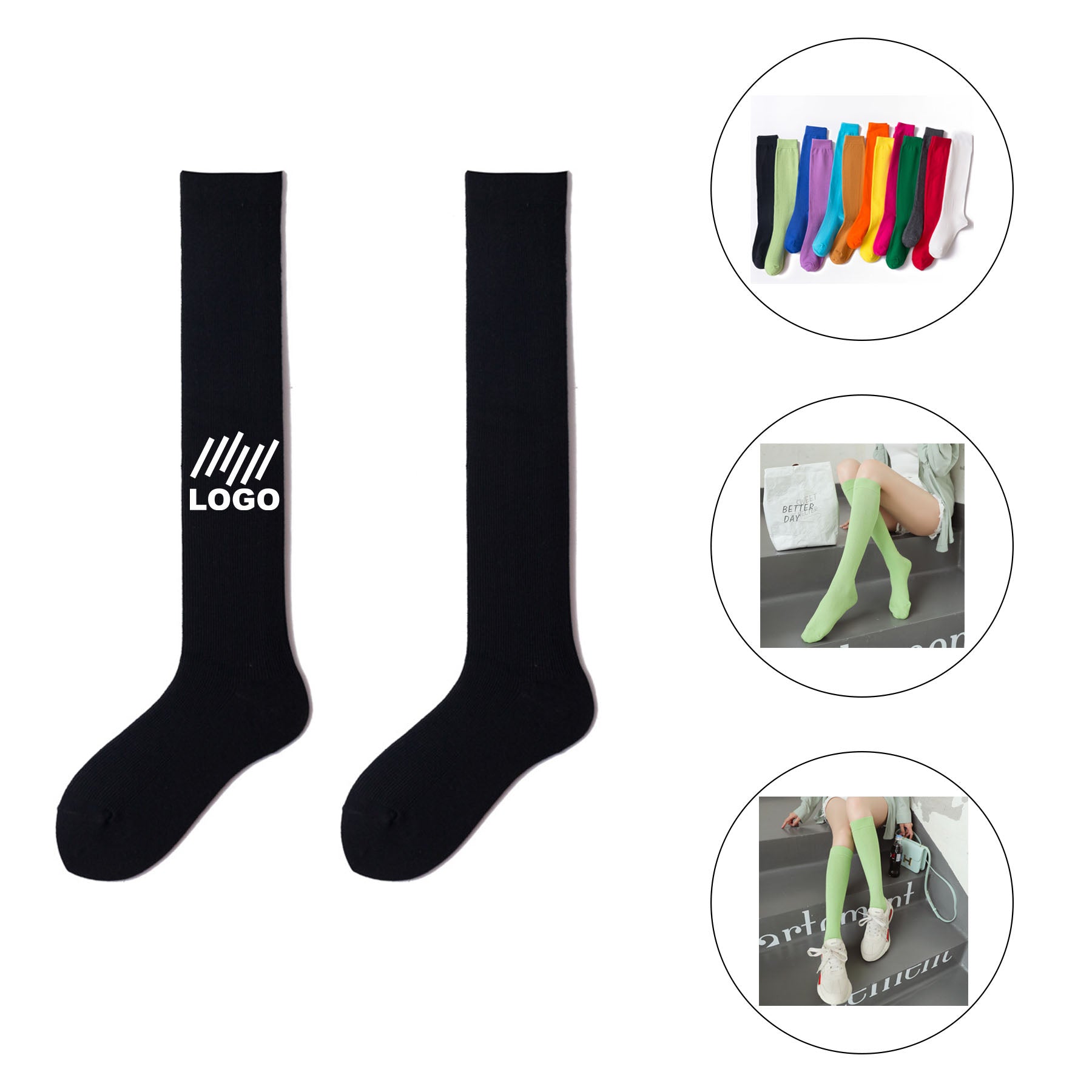 Fashion Pure Color Cotton Knee Socks