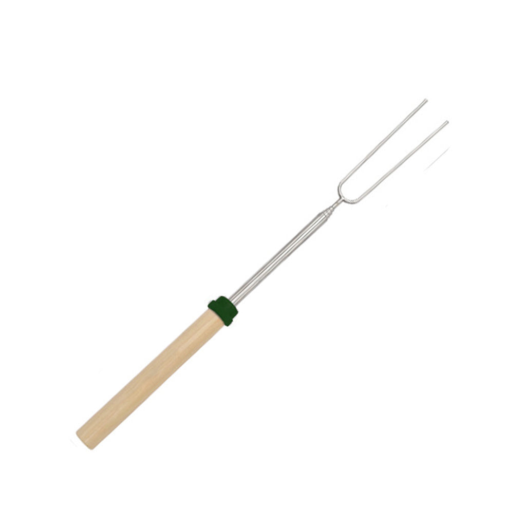 Stainless Steel Telescopic Wooden Handle Barbecue Fork