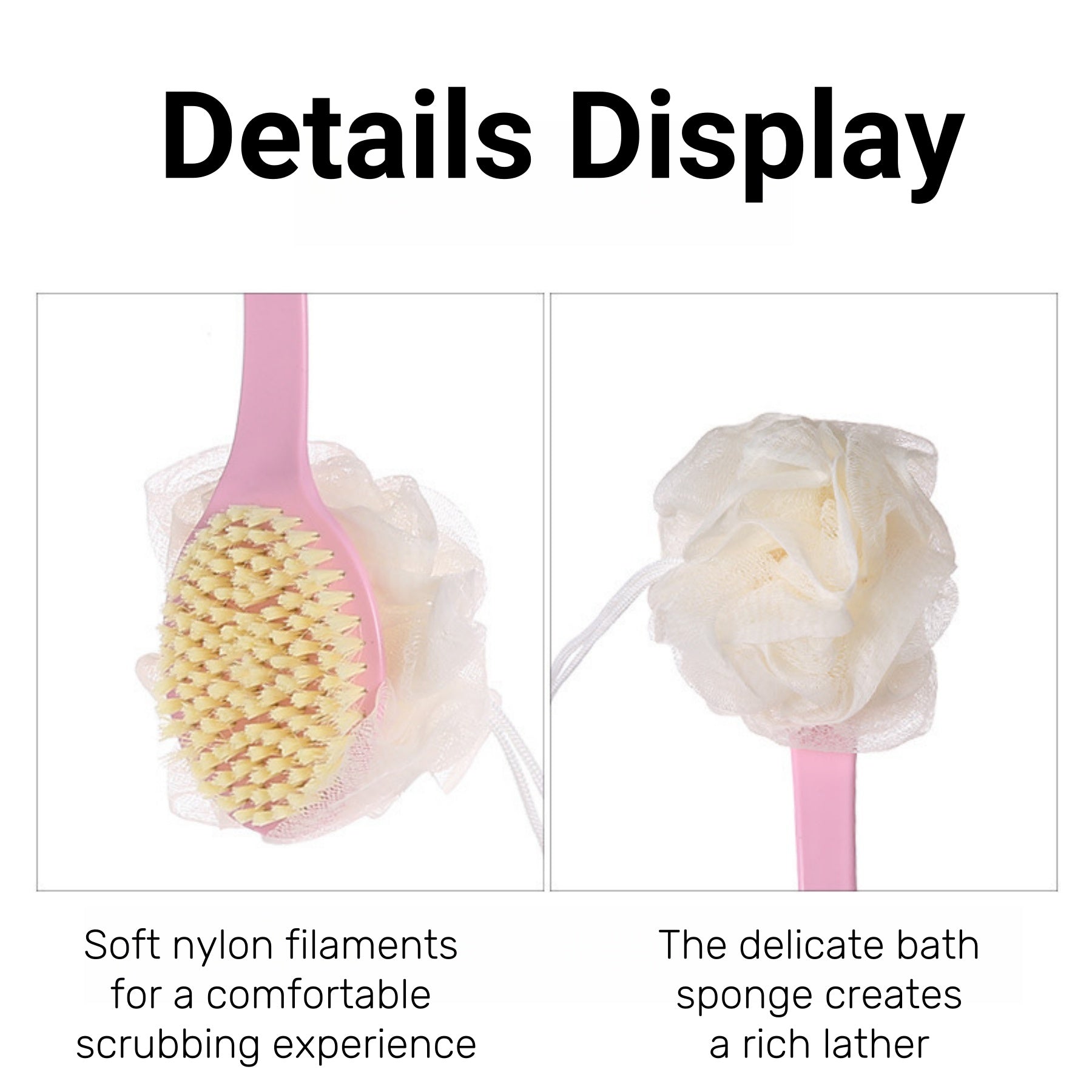 Long - Handled Soft - Bristle Bath Scrubber