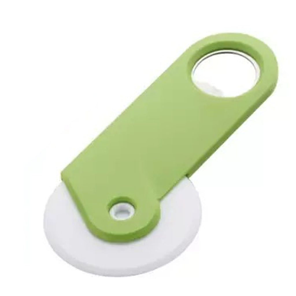 2 in 1 PS Material Round Pizza Cutter Wheel Bottle Opener