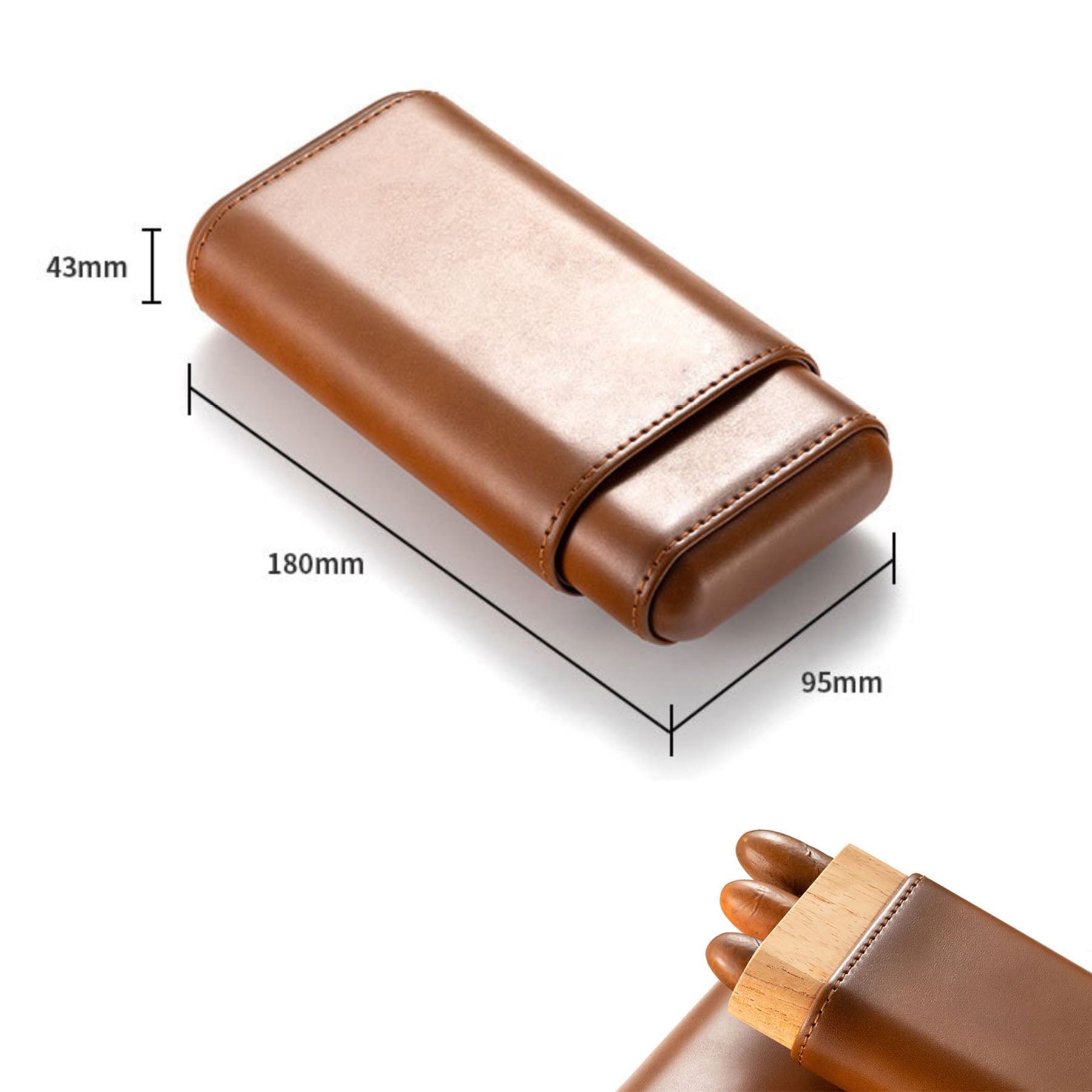 Leather Cedar Wood Cigar Humidor