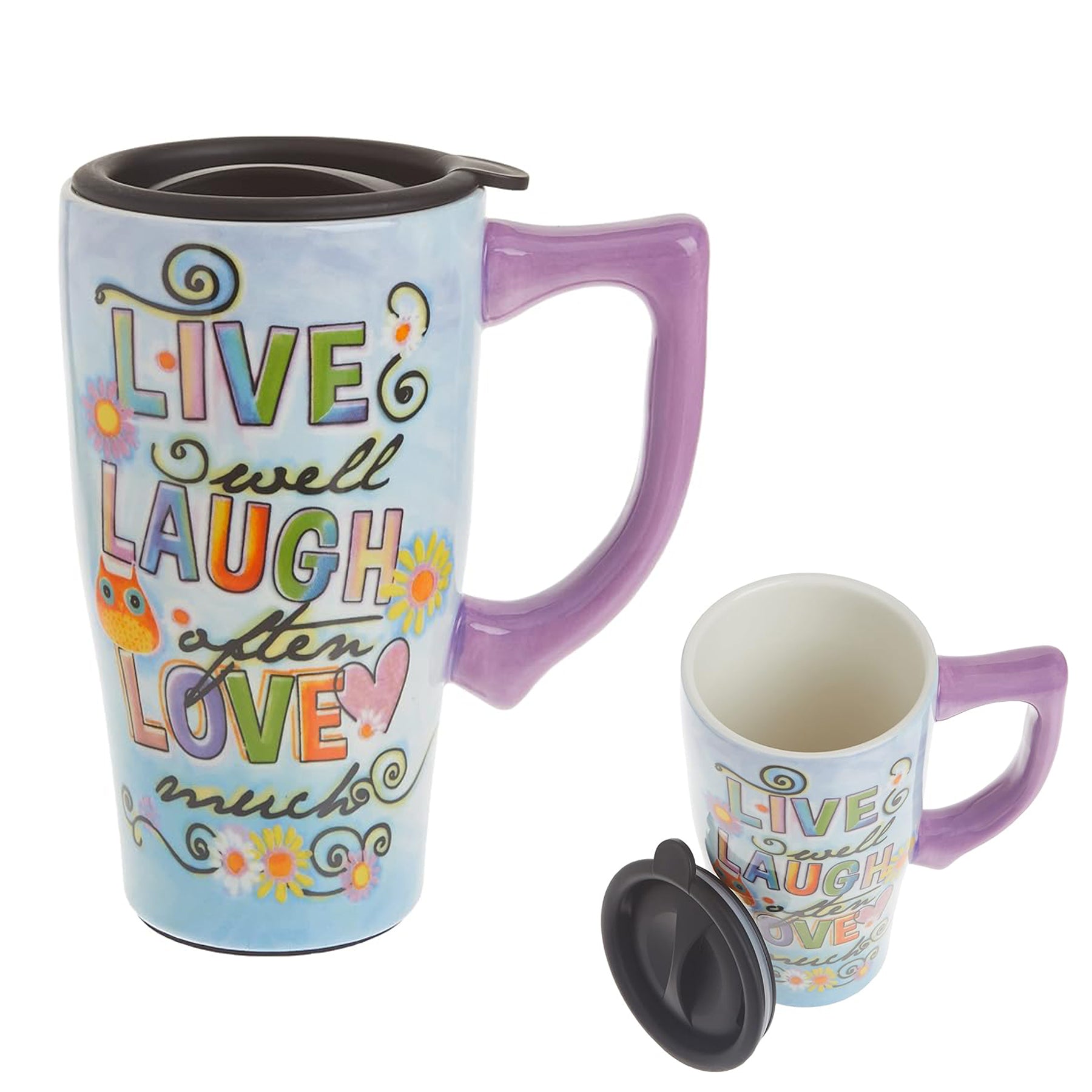 Ceramic Coffee Mug With Lid And Handle