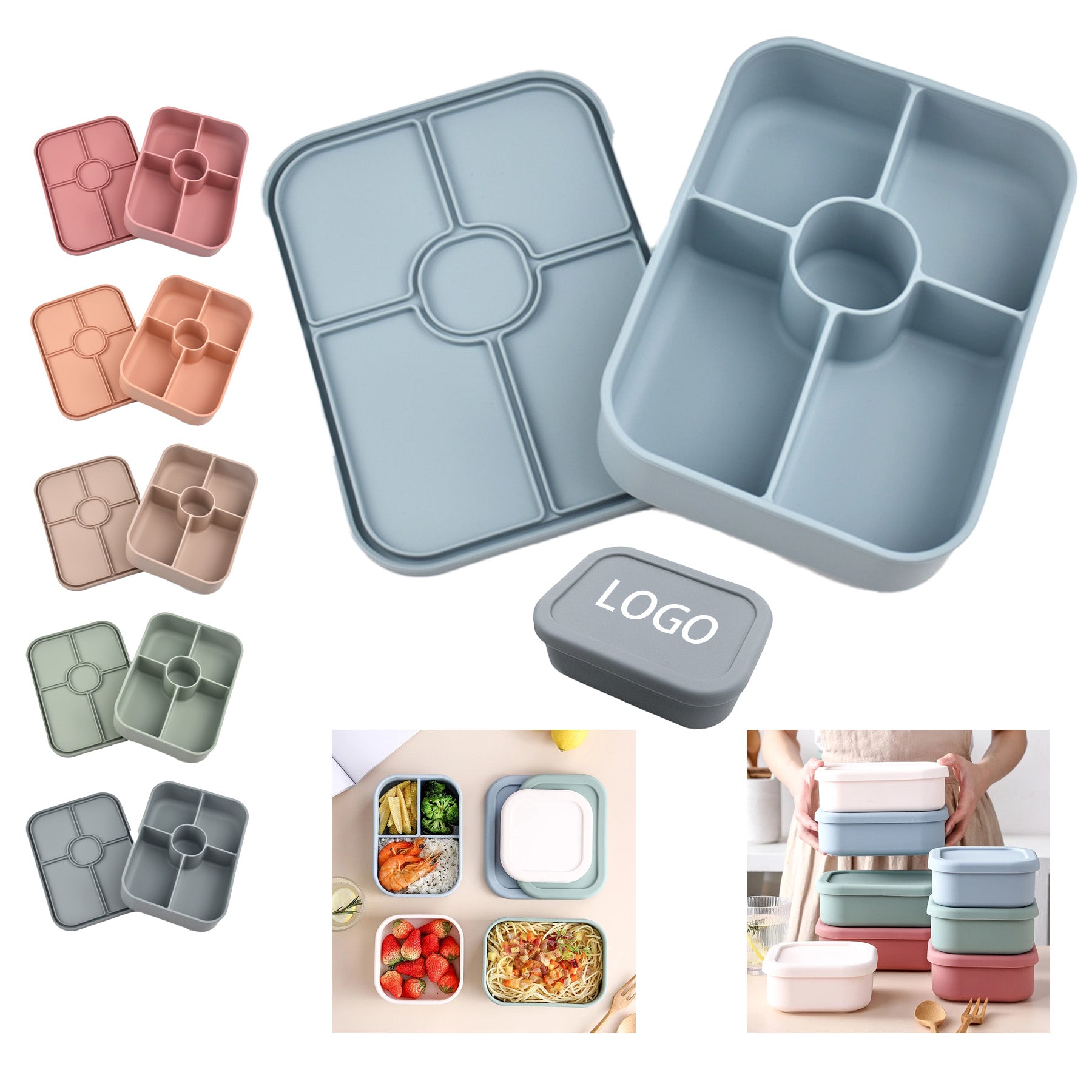 5 Compartments Silicone Lunchbox