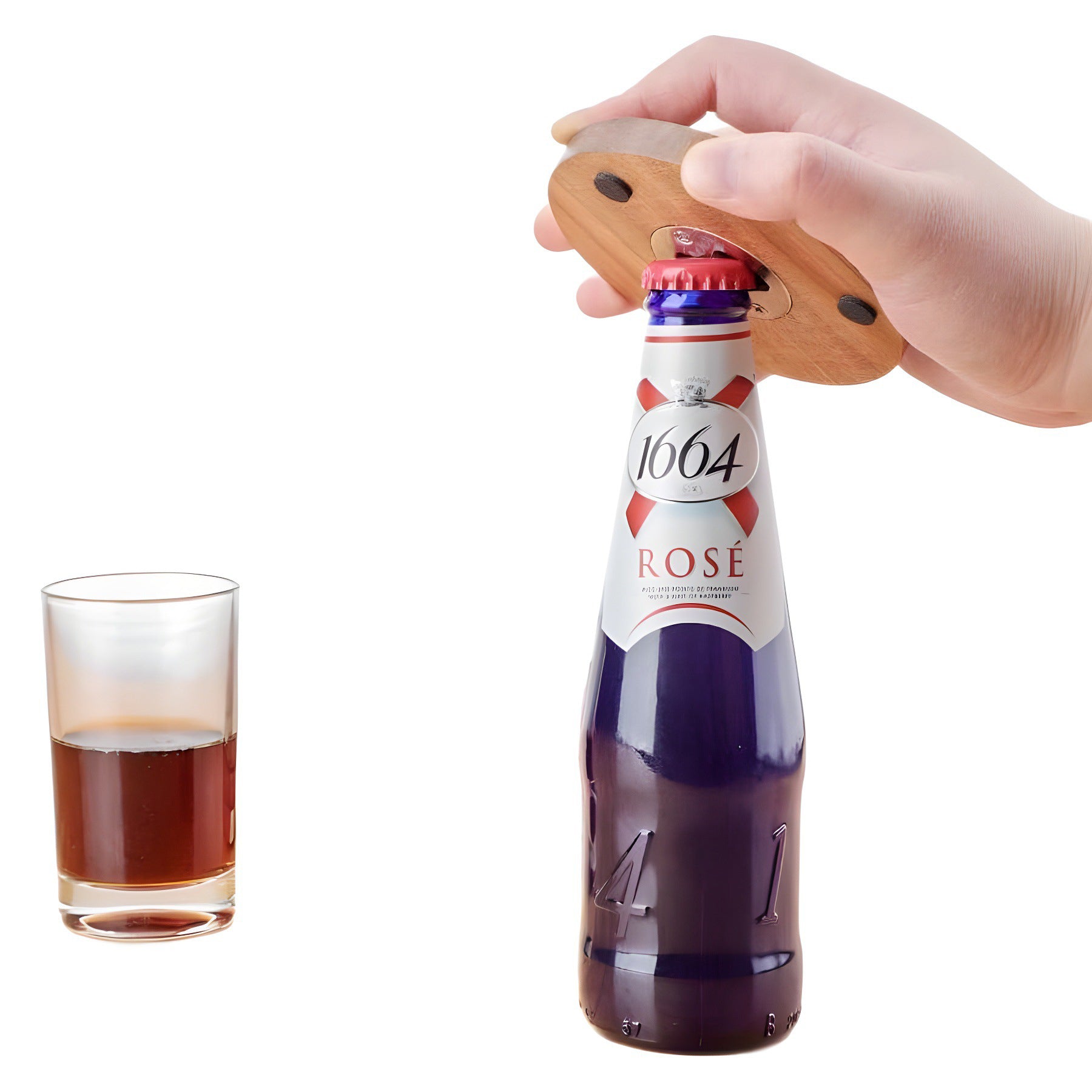 Wood Coaster Set With Built-In Bottle Opener