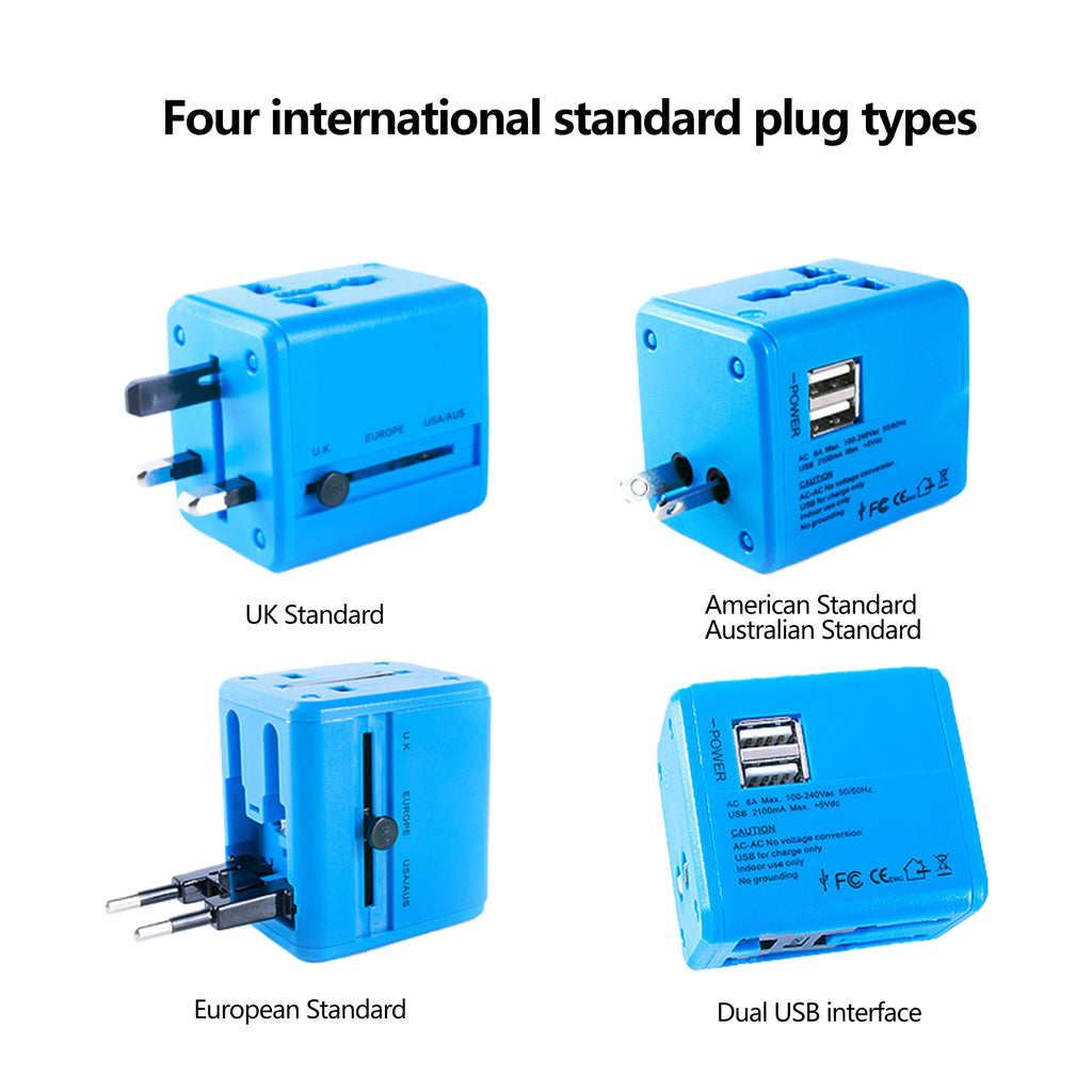 Universal Travel Power Adapter With Dual Usb Charging Ports