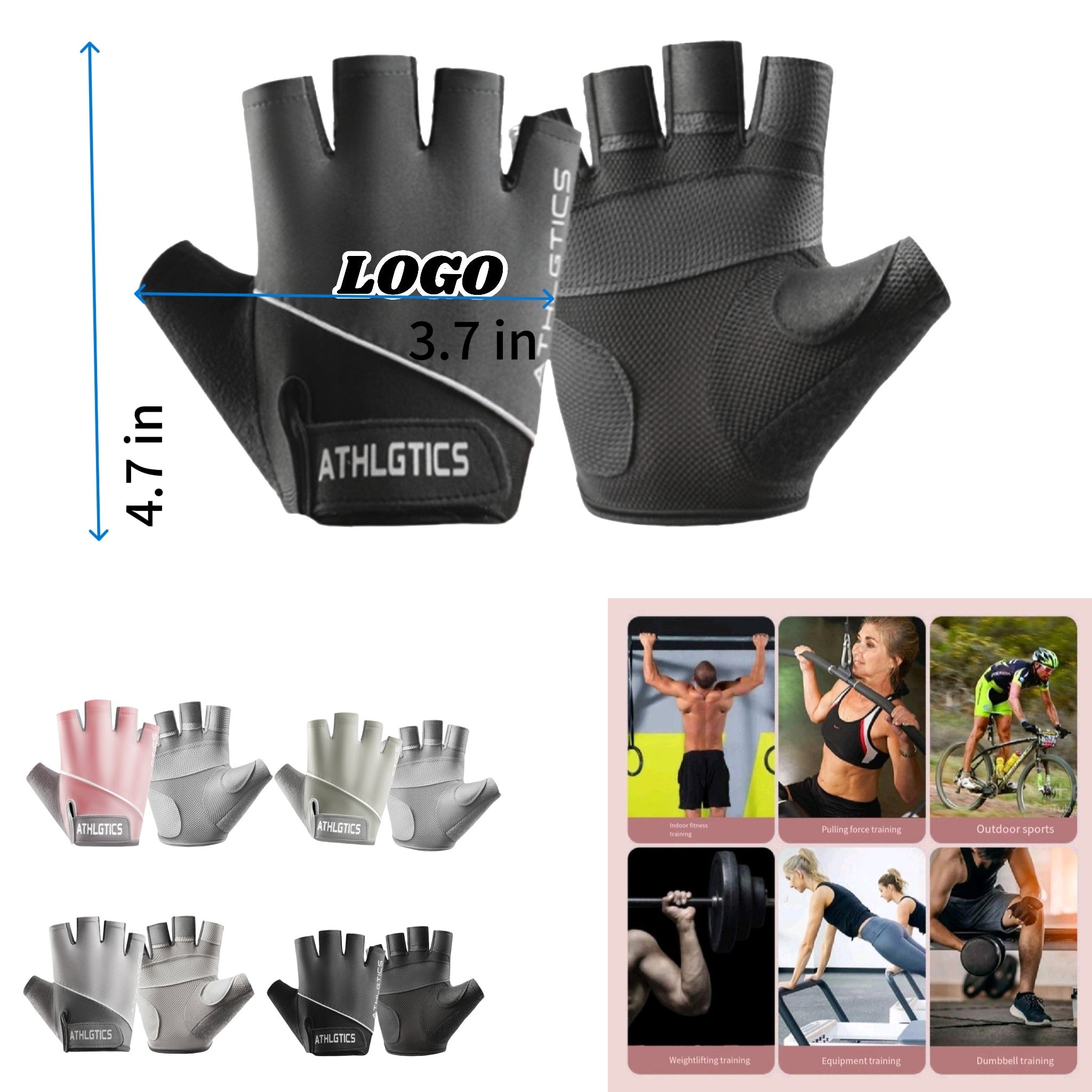 Unisex Fingerless Workout Gloves Non Slip UV Protection