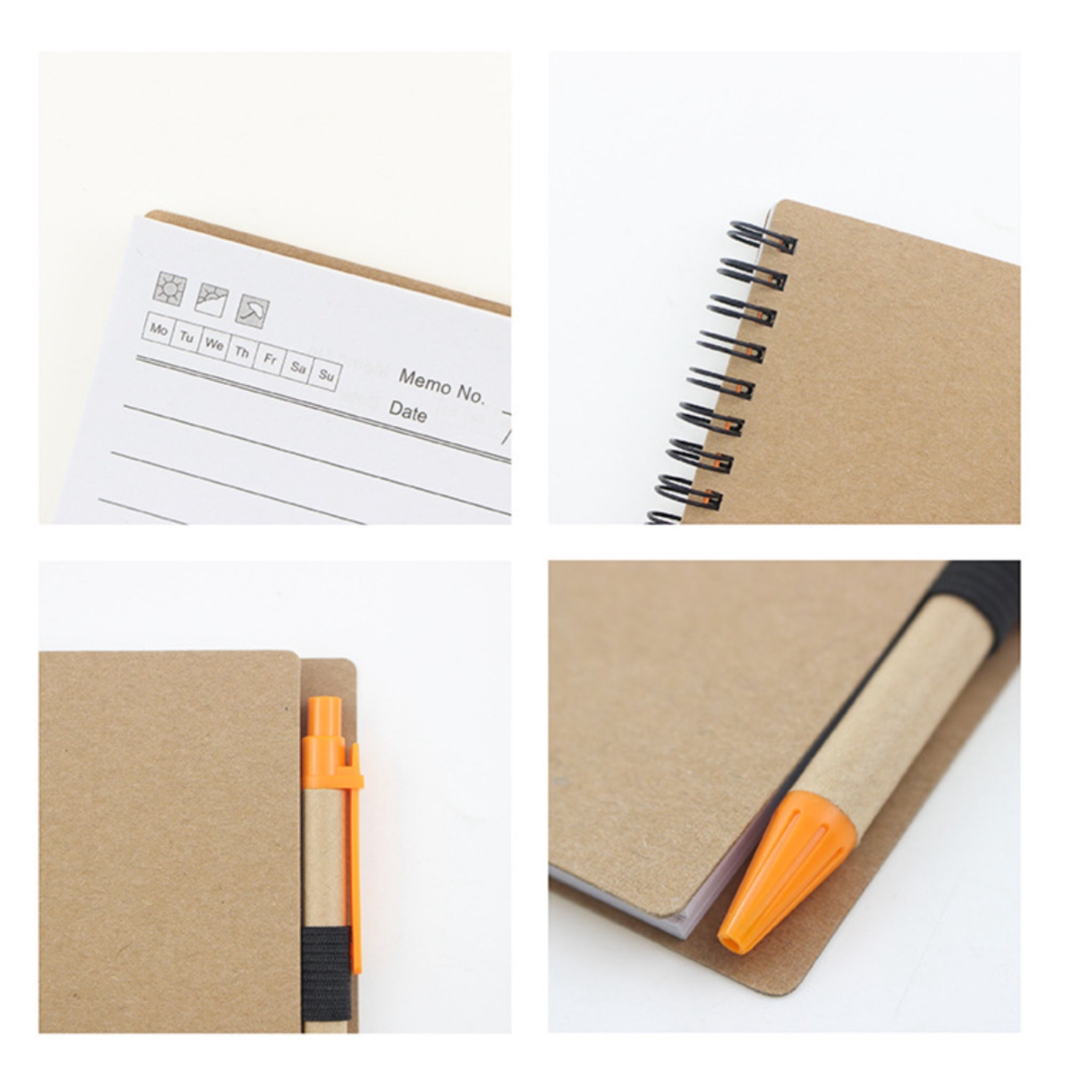 Kraft Paper Spiral Notebook with Pen (Eco-Friendly)
