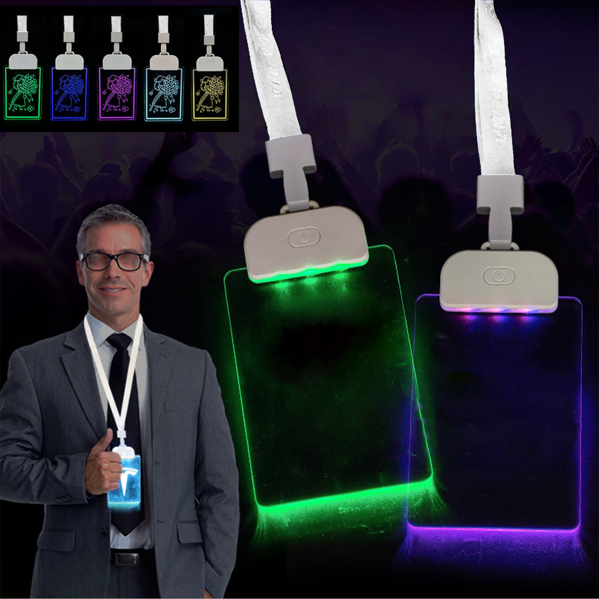 Luminous Acrylic Led Light Up Name Tag For Exhibition Events