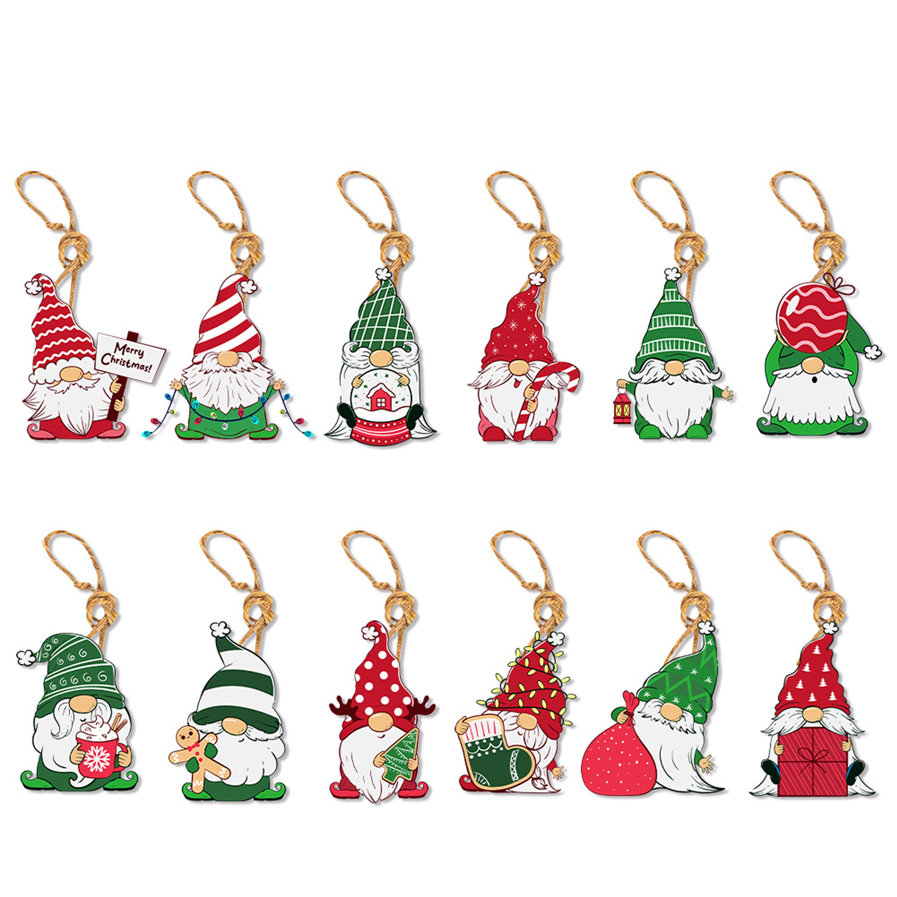Twelve Santa Claus Christmas Small Hanging Decorations