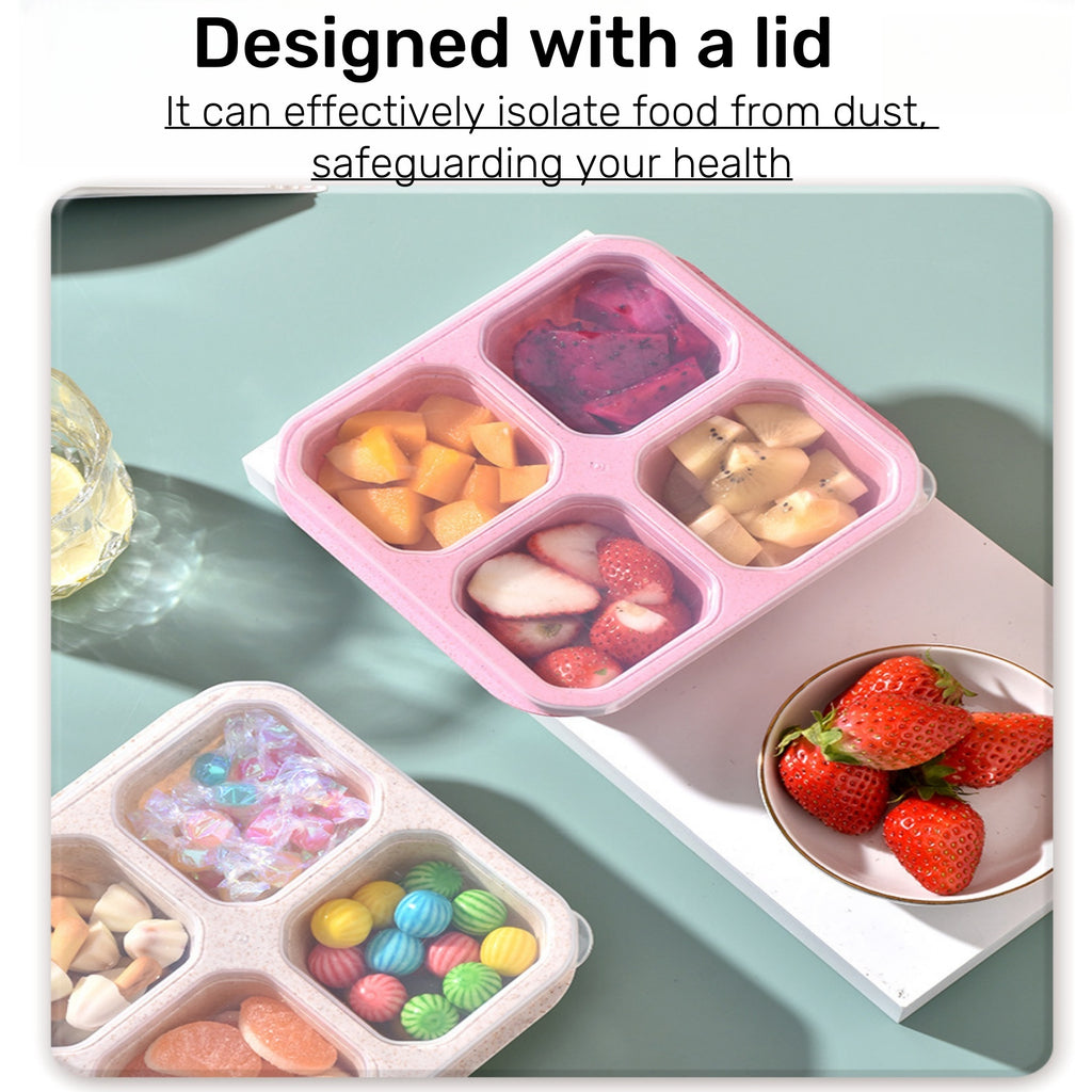 Transparent Four - Compartment Wheat Straw Food Container