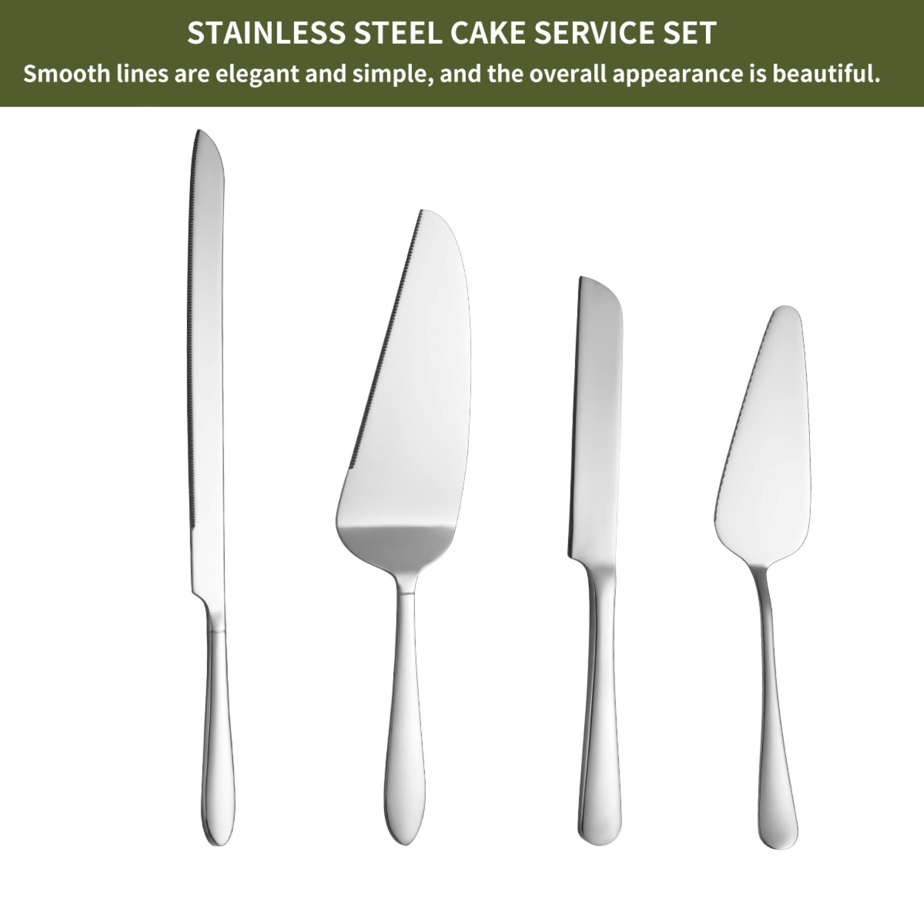 Stainless Steel Cake Server and Spatula Cutlery Set