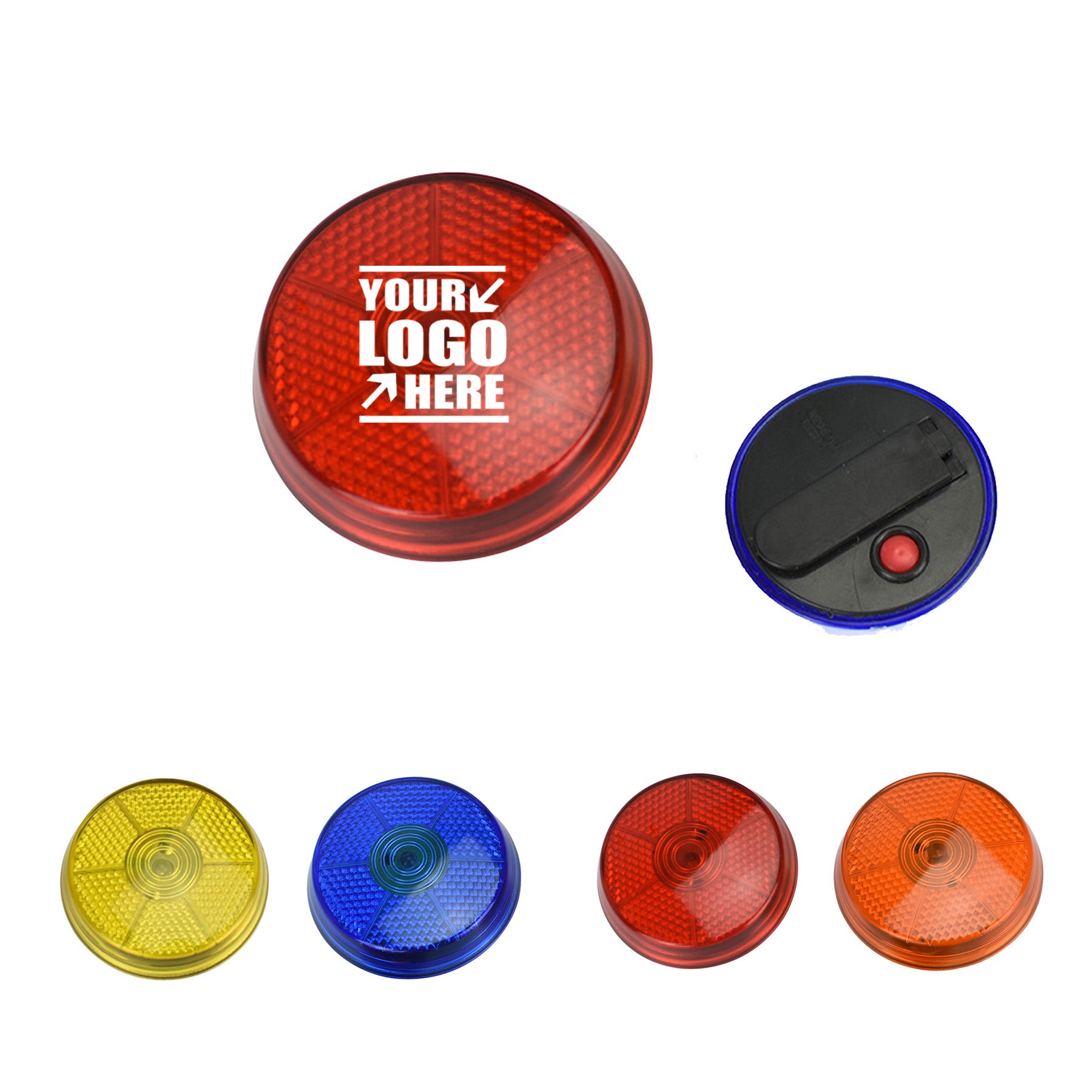 Round Flashing Safety Button Lights With Back Clip