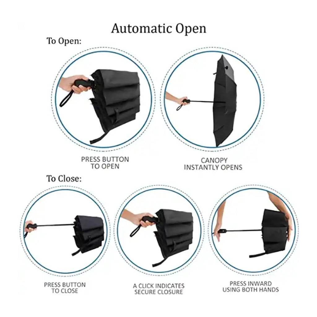 8 Ribs Portable Automatic Light Folding Rain Umbrella
