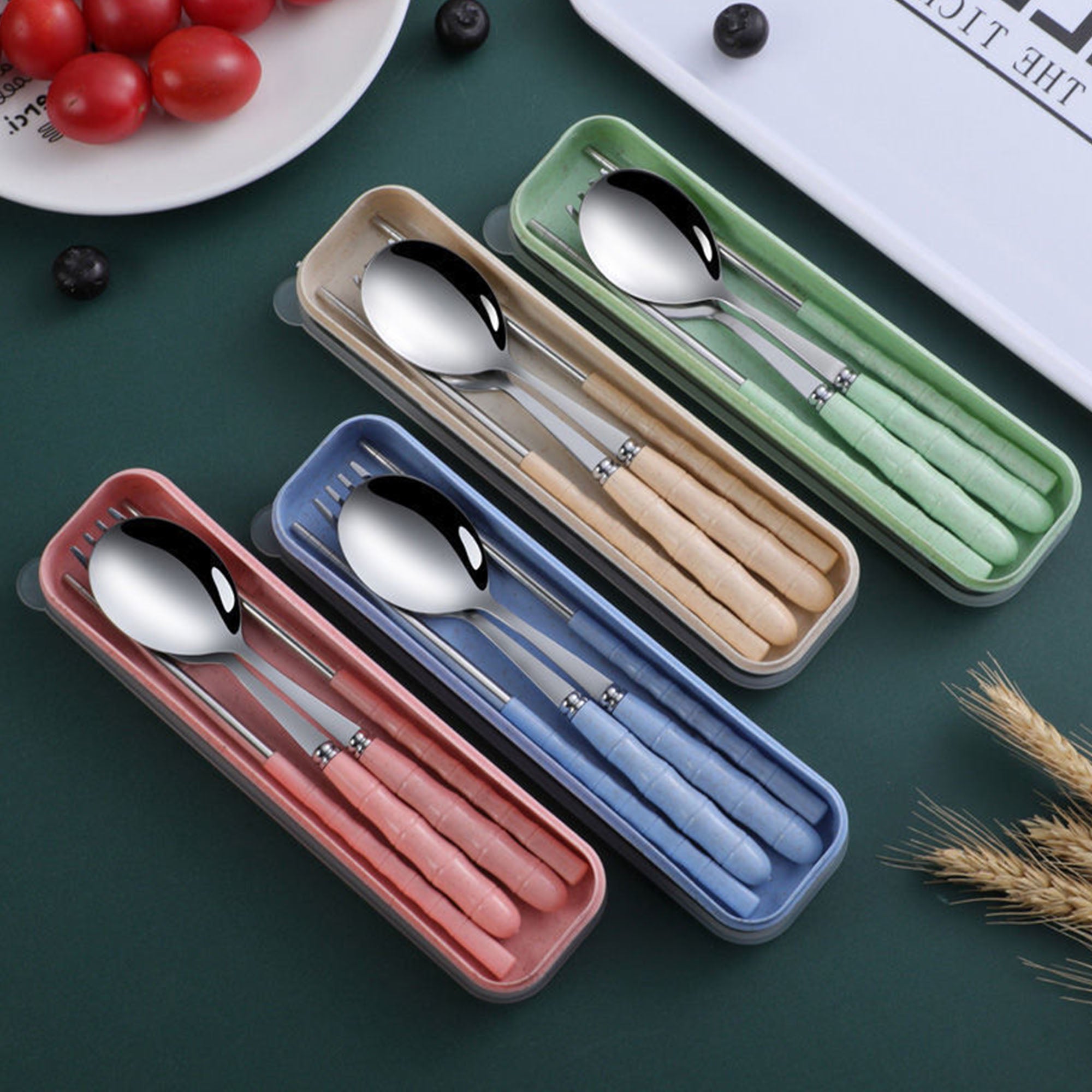 3 in 1 Stainless Steel Spoon Chopsticks Fork Tableware Set
