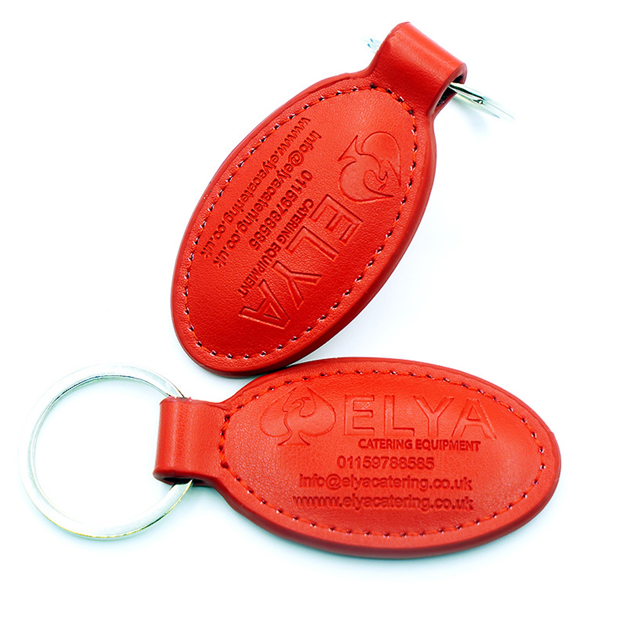 Oval Double Leather Keychain