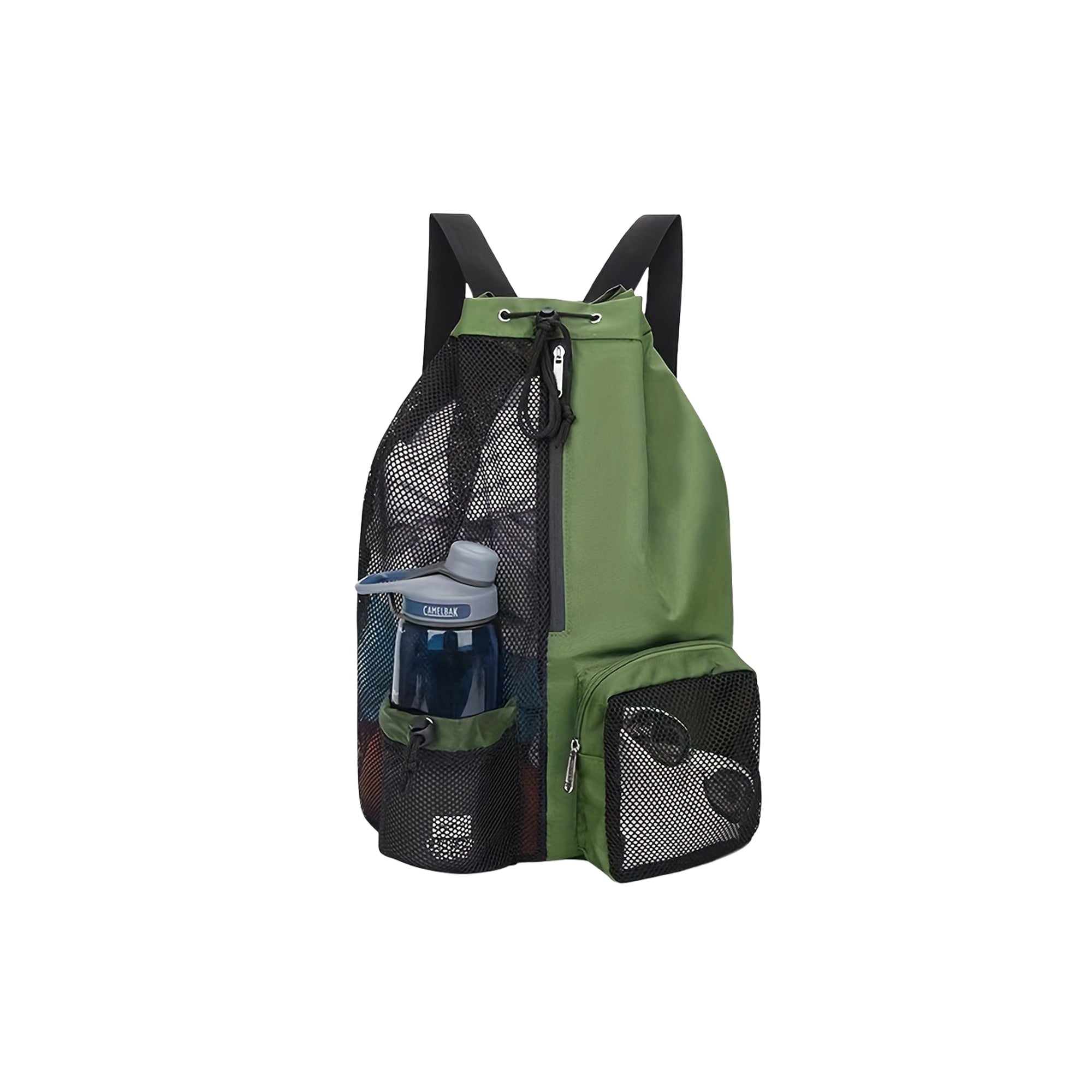 Mesh Drawstring Swim Bag With Wet Pocket For Beach