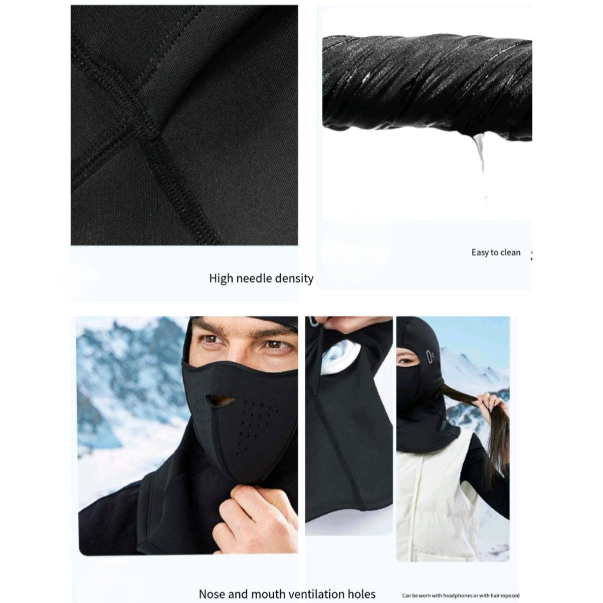 Magnetic Ski Balaclava Windproof Bamboo Polar Fleece Warmth