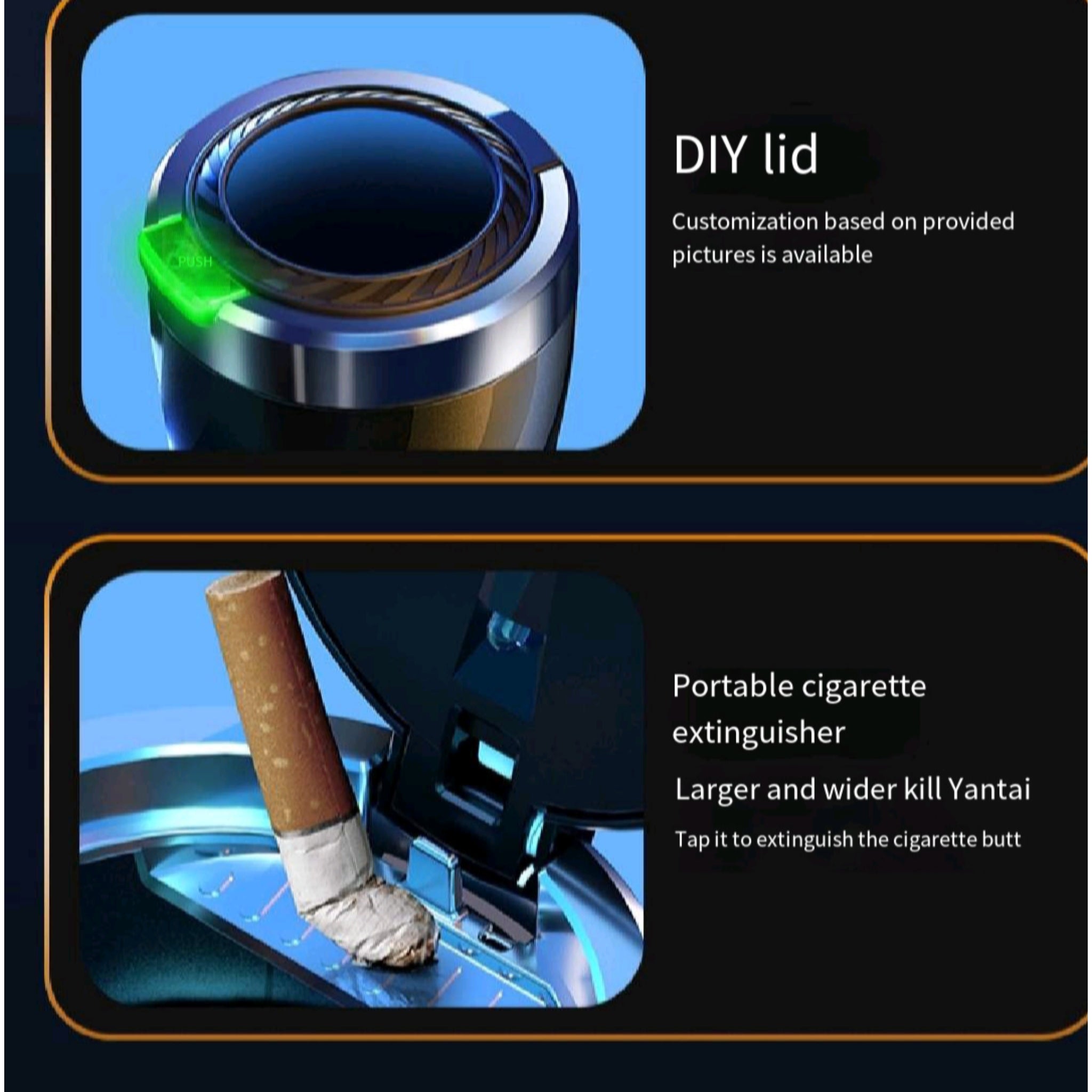 One Click Opening Luminous Car Mounted Ashtray