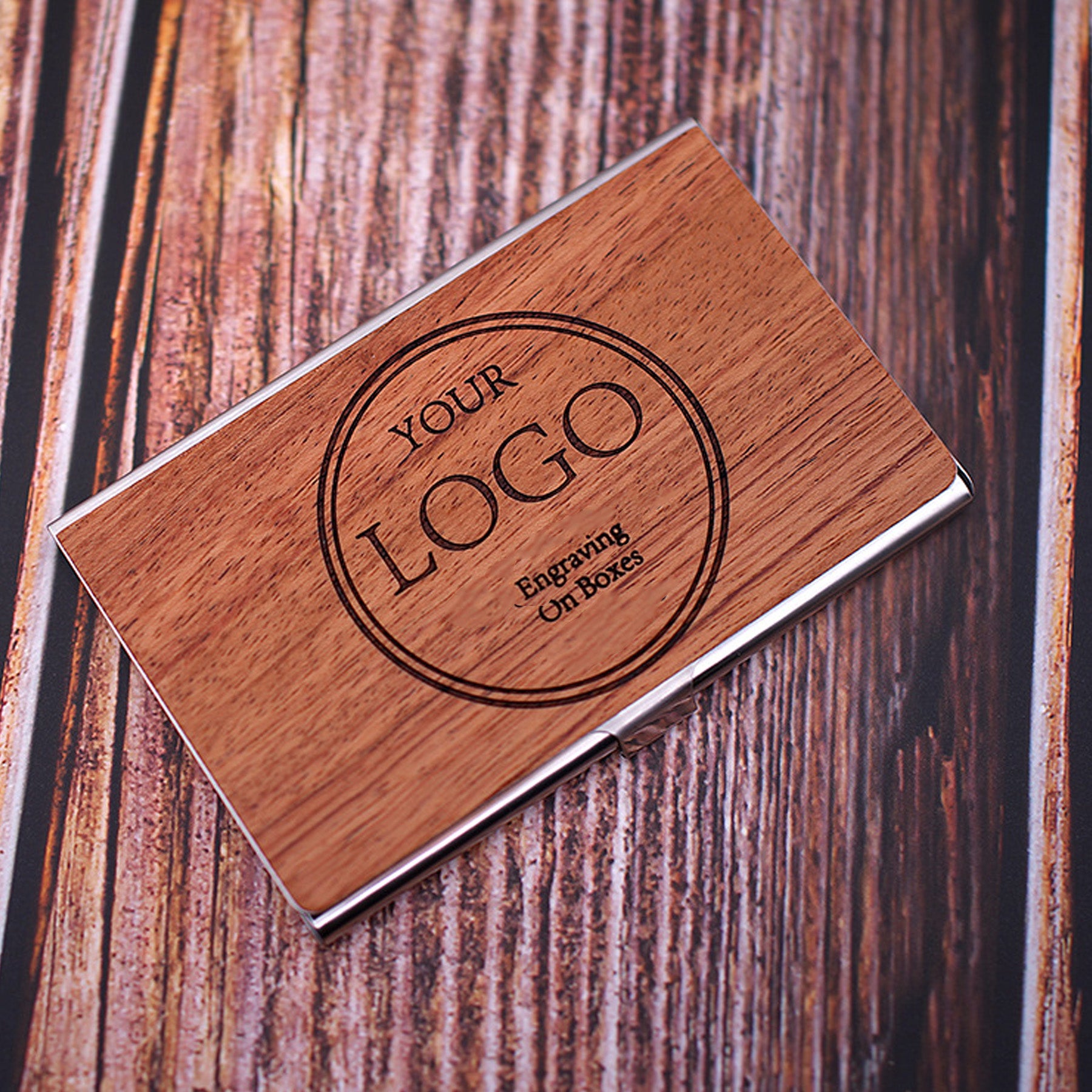 Business Black Walnut Wood Card Holder