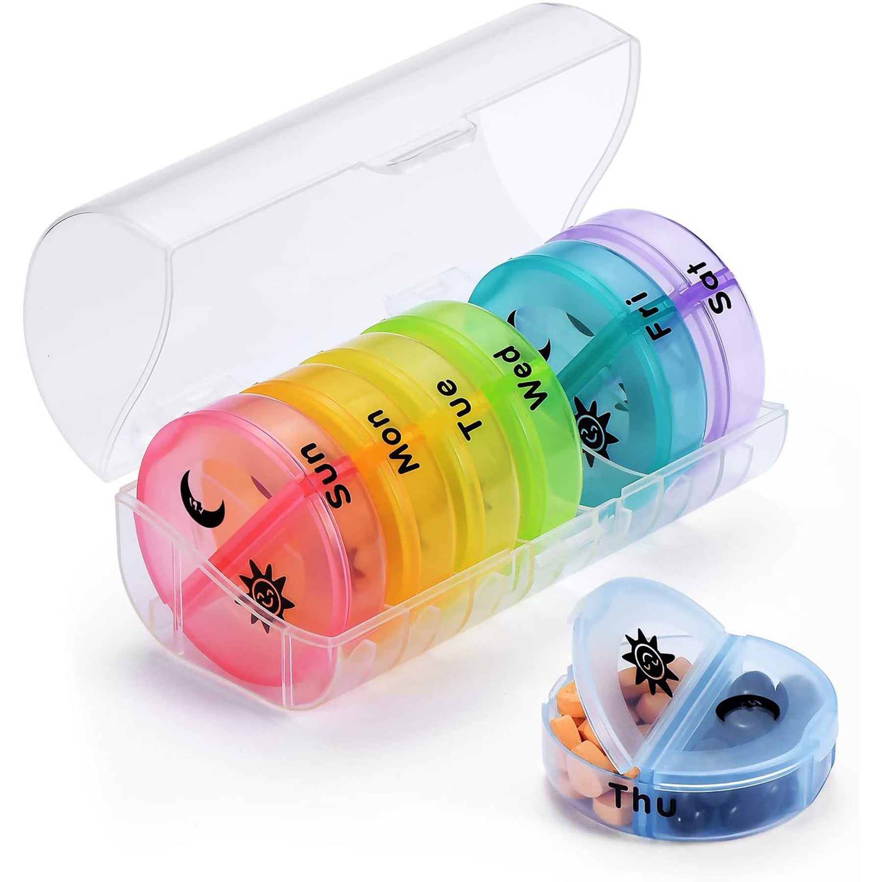 Rainbow 14 Grid Carrying Divided Pill Box