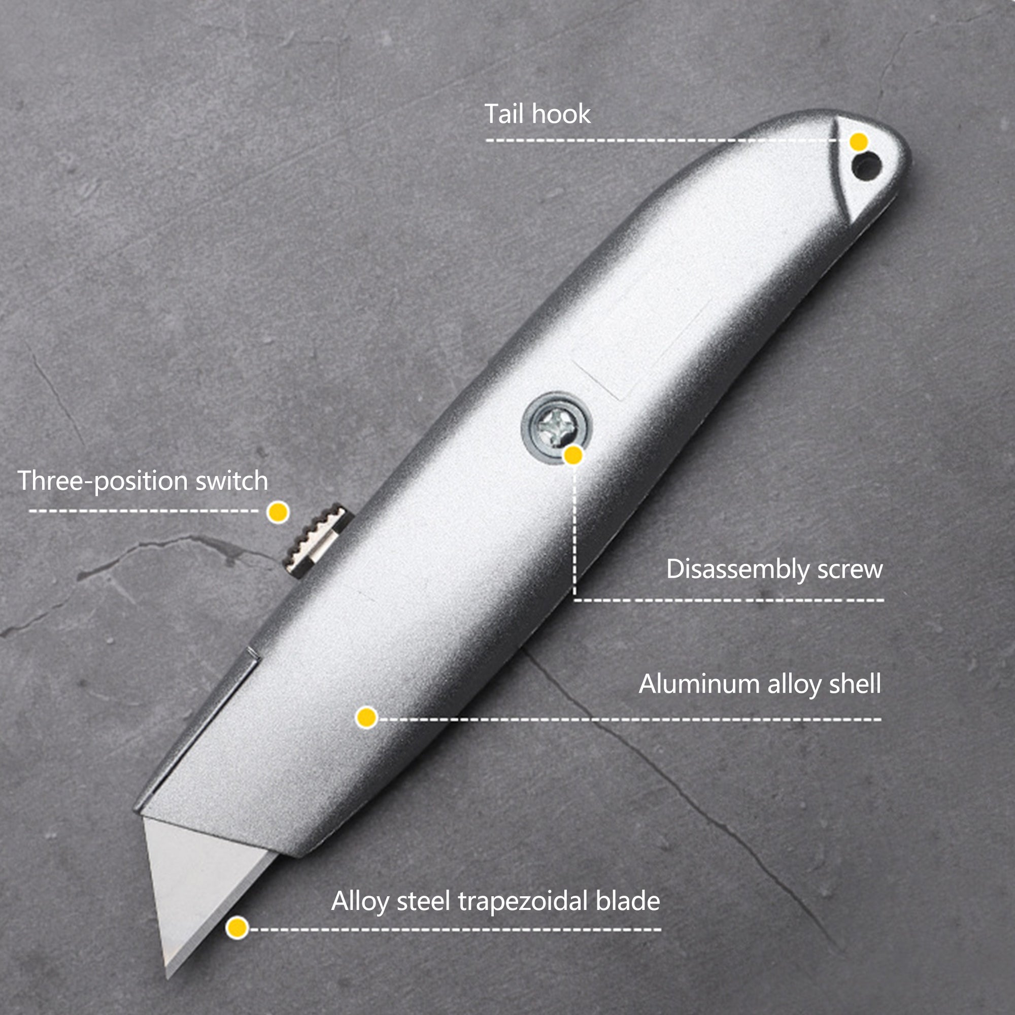 Retractable Utility Knife Aluminum Alloy Heavy Box Cutter