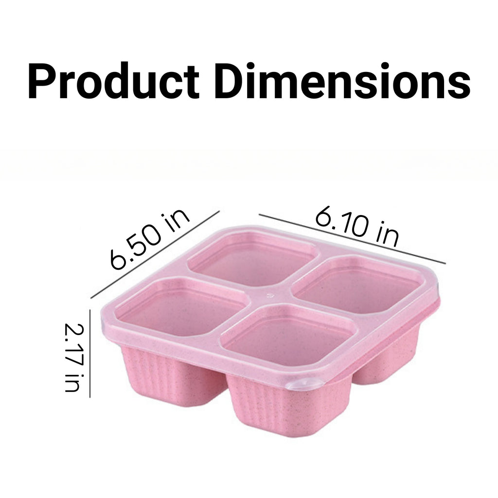 Transparent Four - Compartment Wheat Straw Food Container