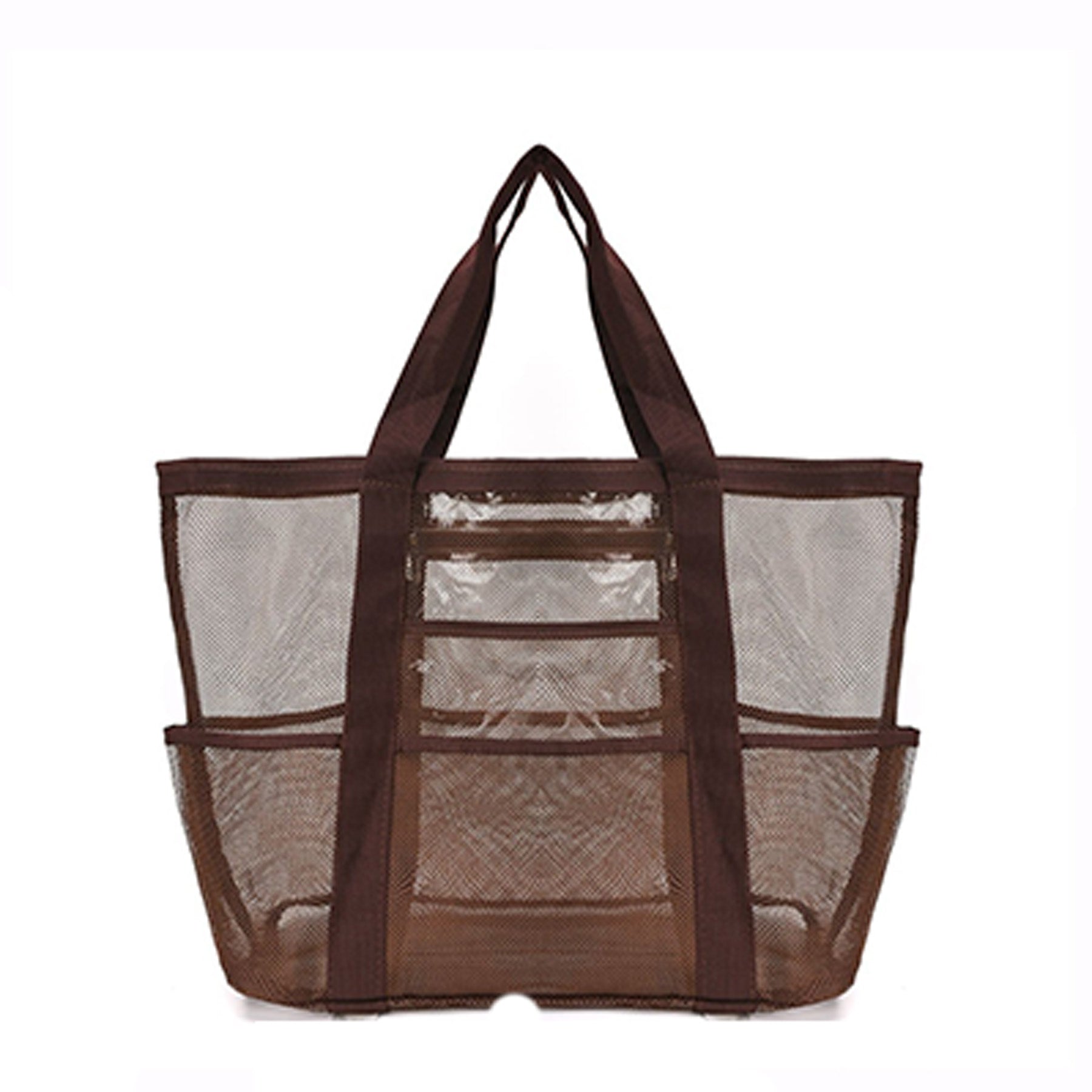 Large Mesh Beach Tote with Zipper Pocket for Pool Toys