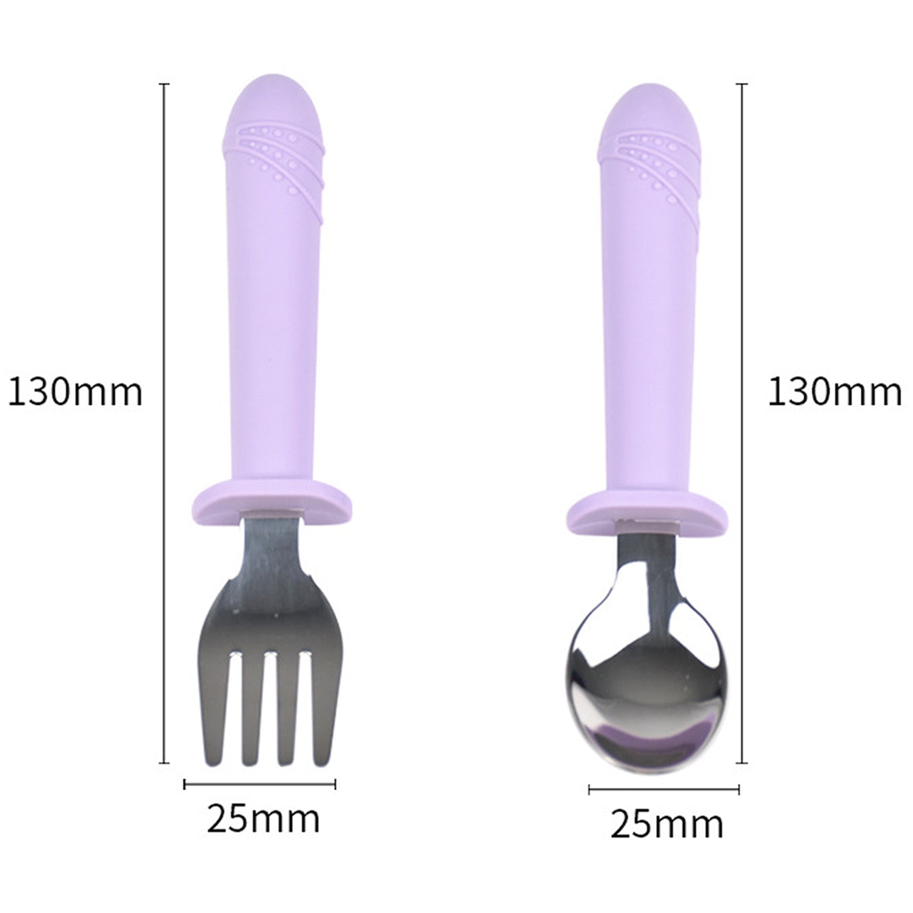 Fork And Spoon Set With Silicone Handle