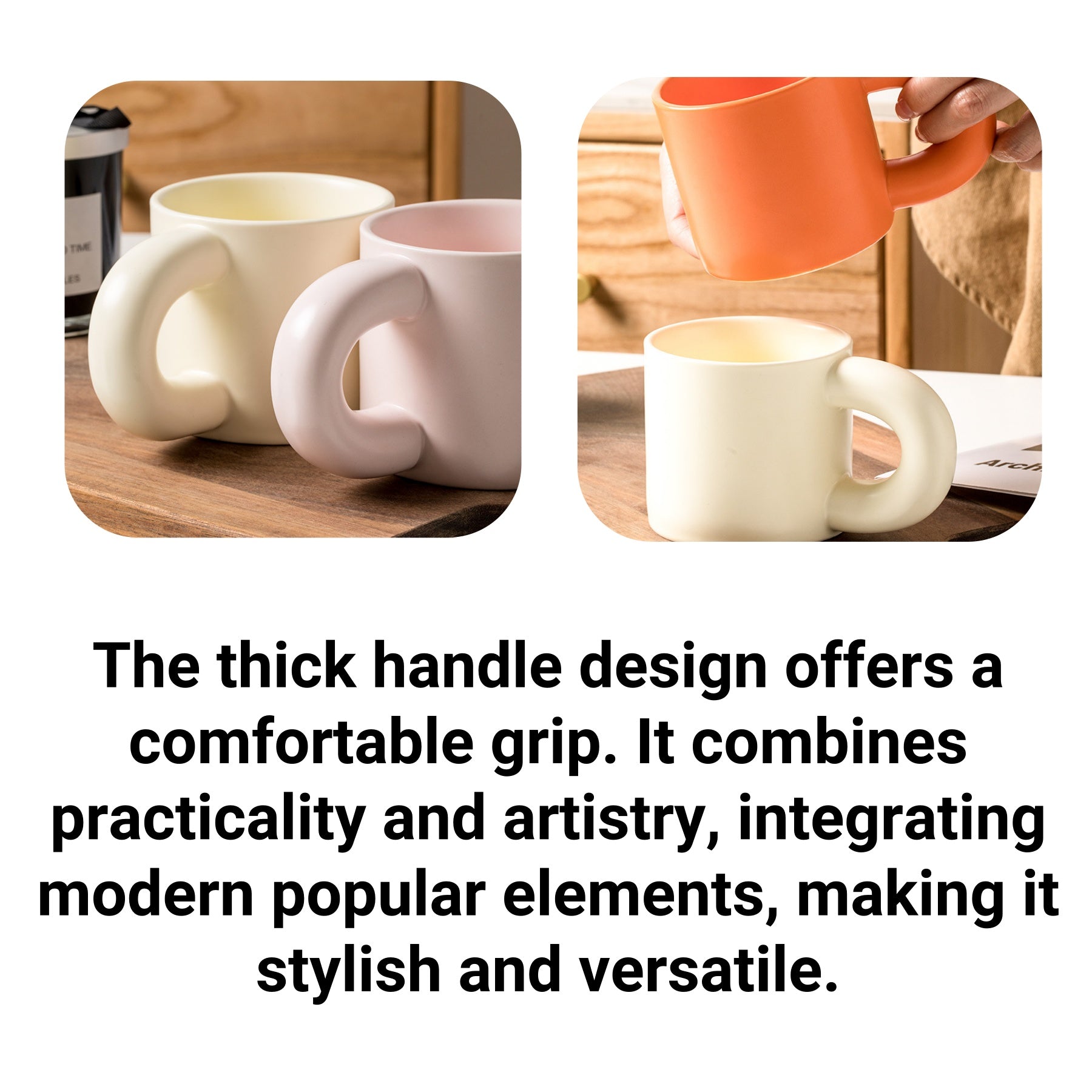 Ceramic Coffee Cup With A Thick Handle