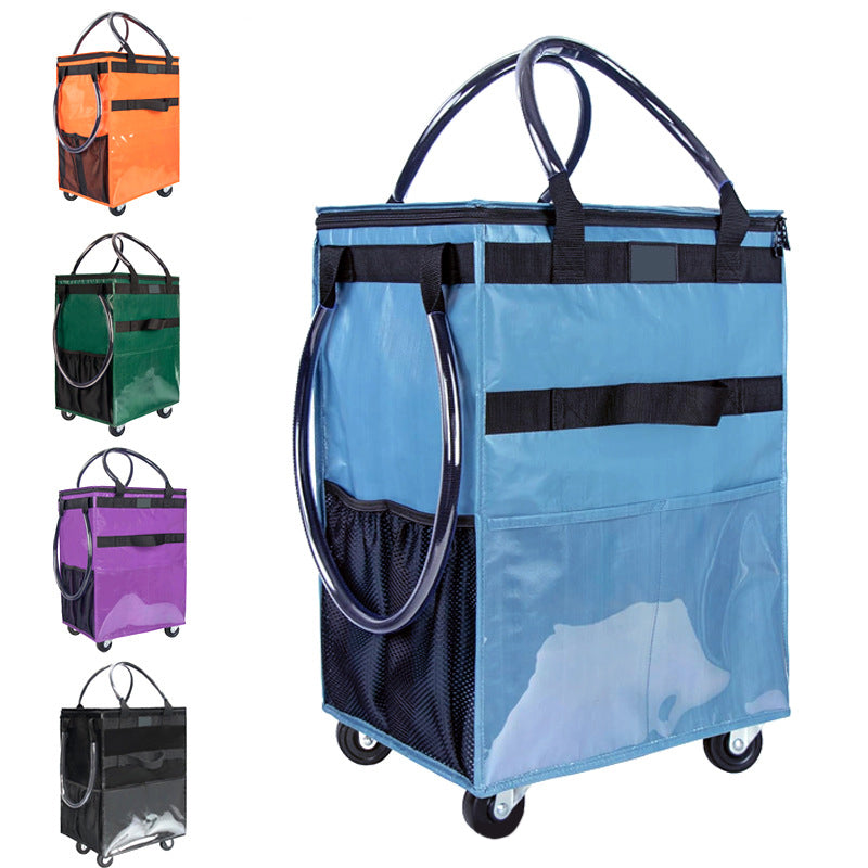 Foldable Large - capacity Supermarket Shopping Bag Trolley