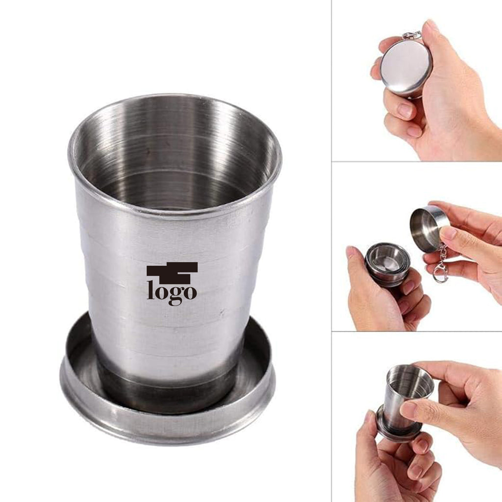 Stainless Steel Telescopic Folding Cup With Keychain