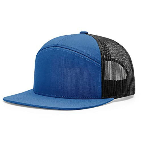 7 Panel Snapback Mesh Back Cap Flat Bill Trucker Hat
