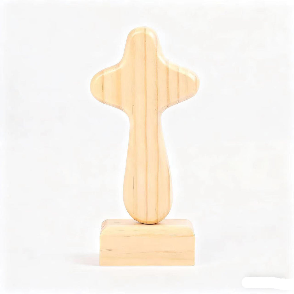 Handcrafted Pine Wood Magnetic Cross with Base Joint Cross