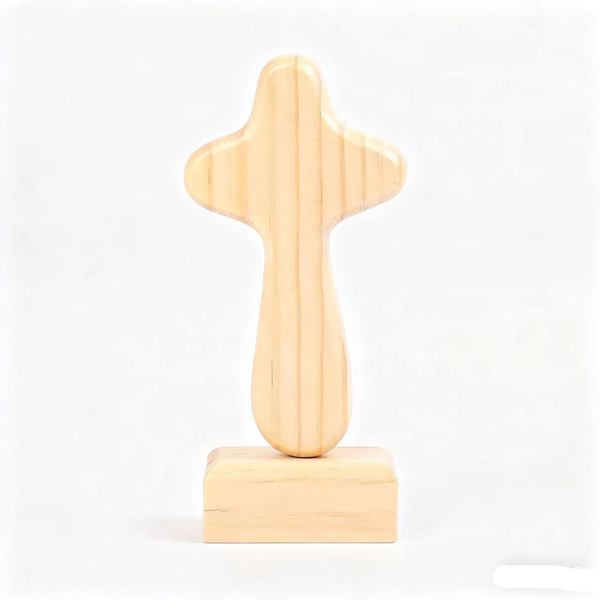 Handcrafted Pine Wood Magnetic Cross with Base Joint Cross