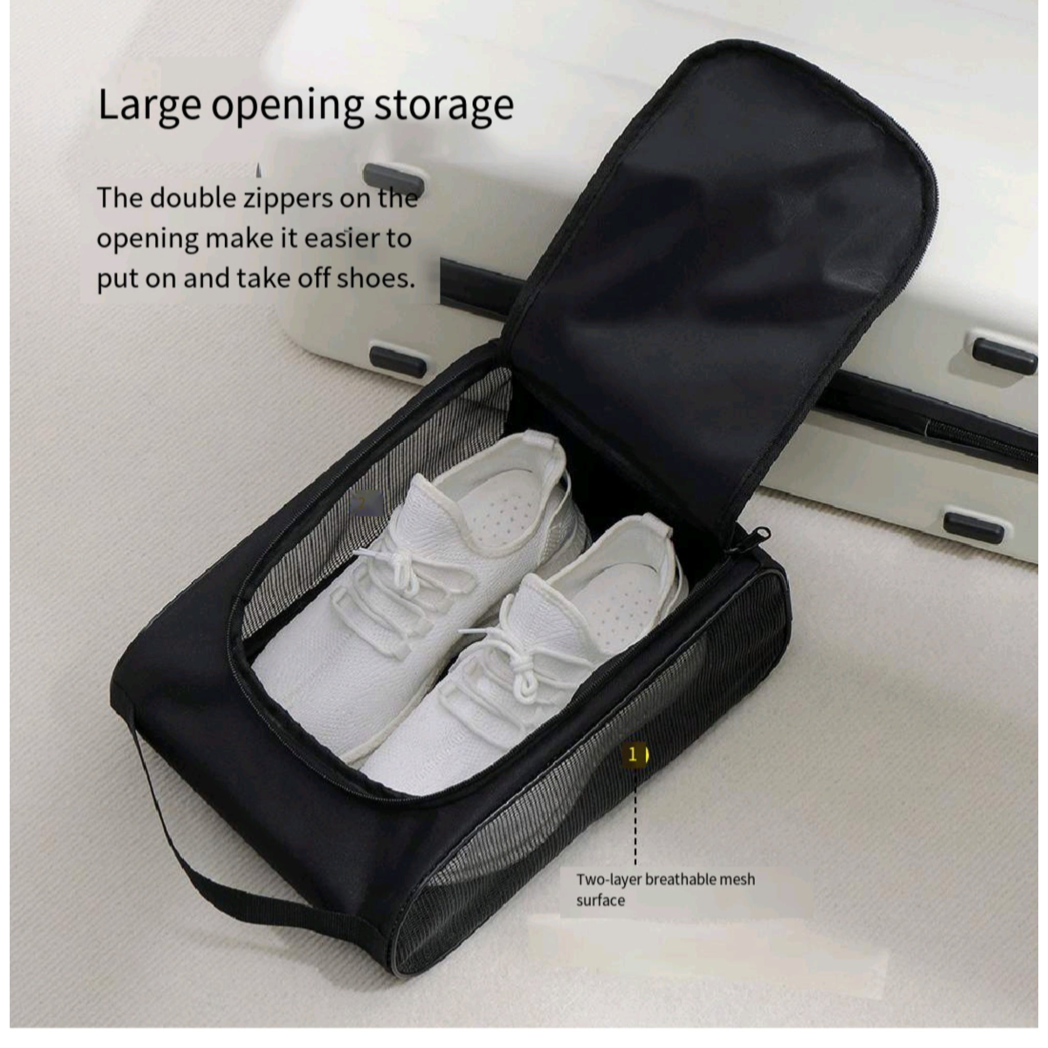 Dual Zipper Ventilated Shoe Bag Travel Separate Athletic